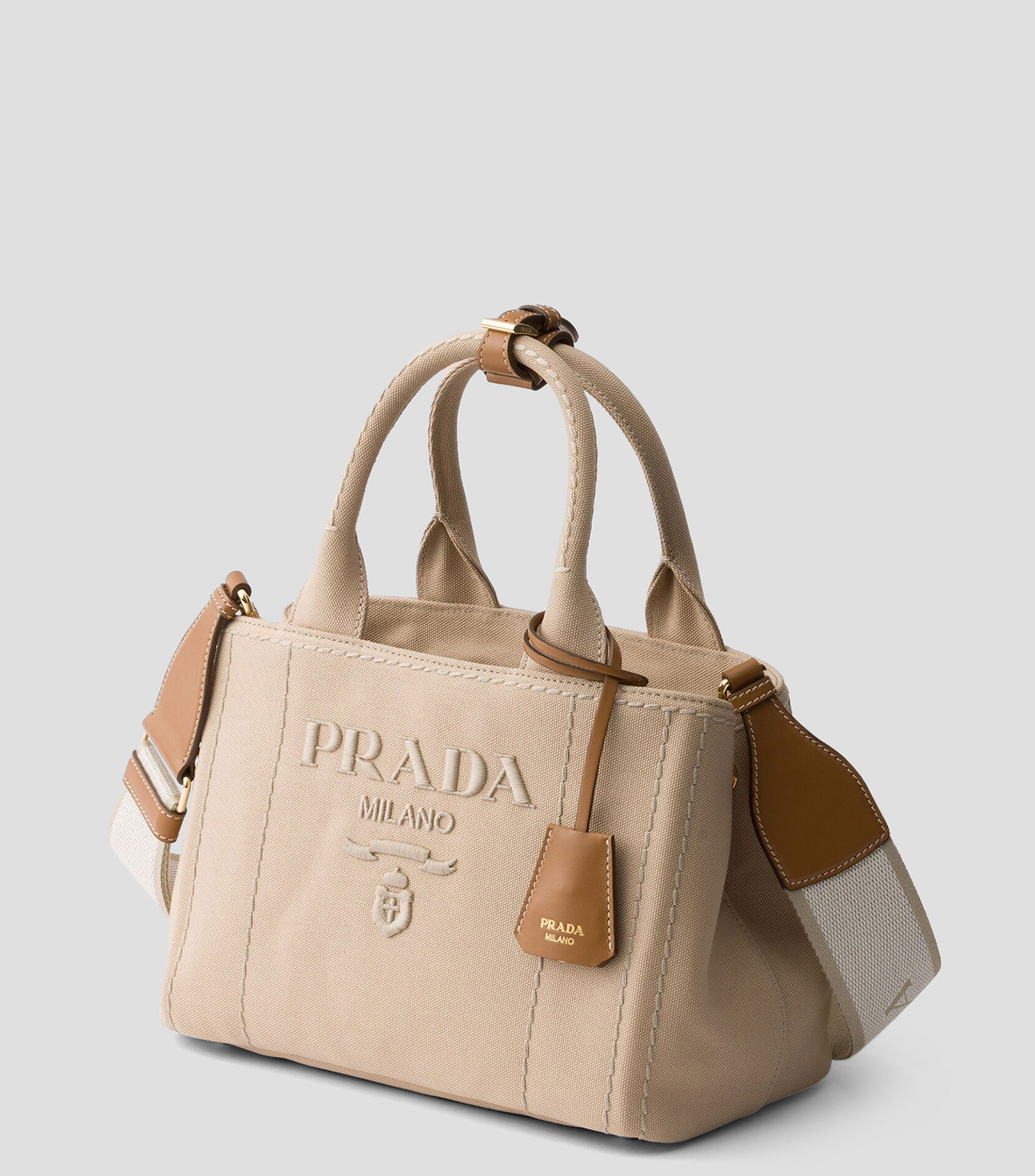 Bolsa Tote Beige Jardinière con Detalles en Piel, Mujer