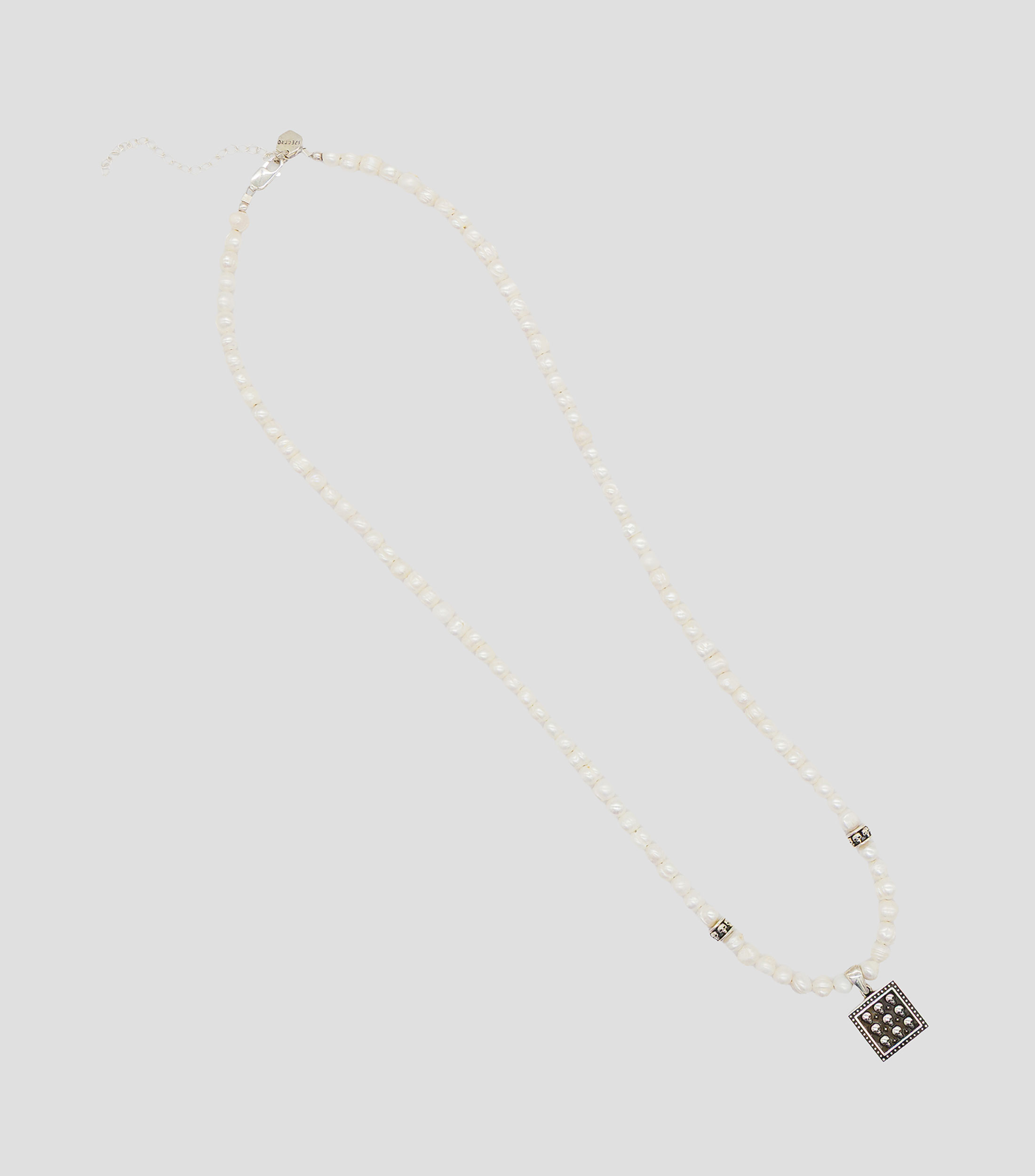 Collar en Plata .925 con Perlas, hematita y ojo de tigre Hombre