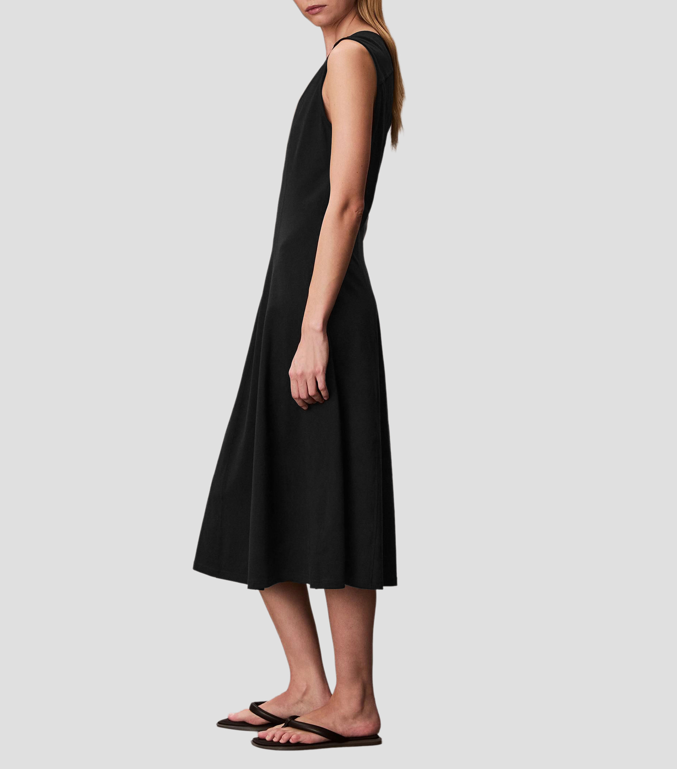 Vestido midi liso Mujer