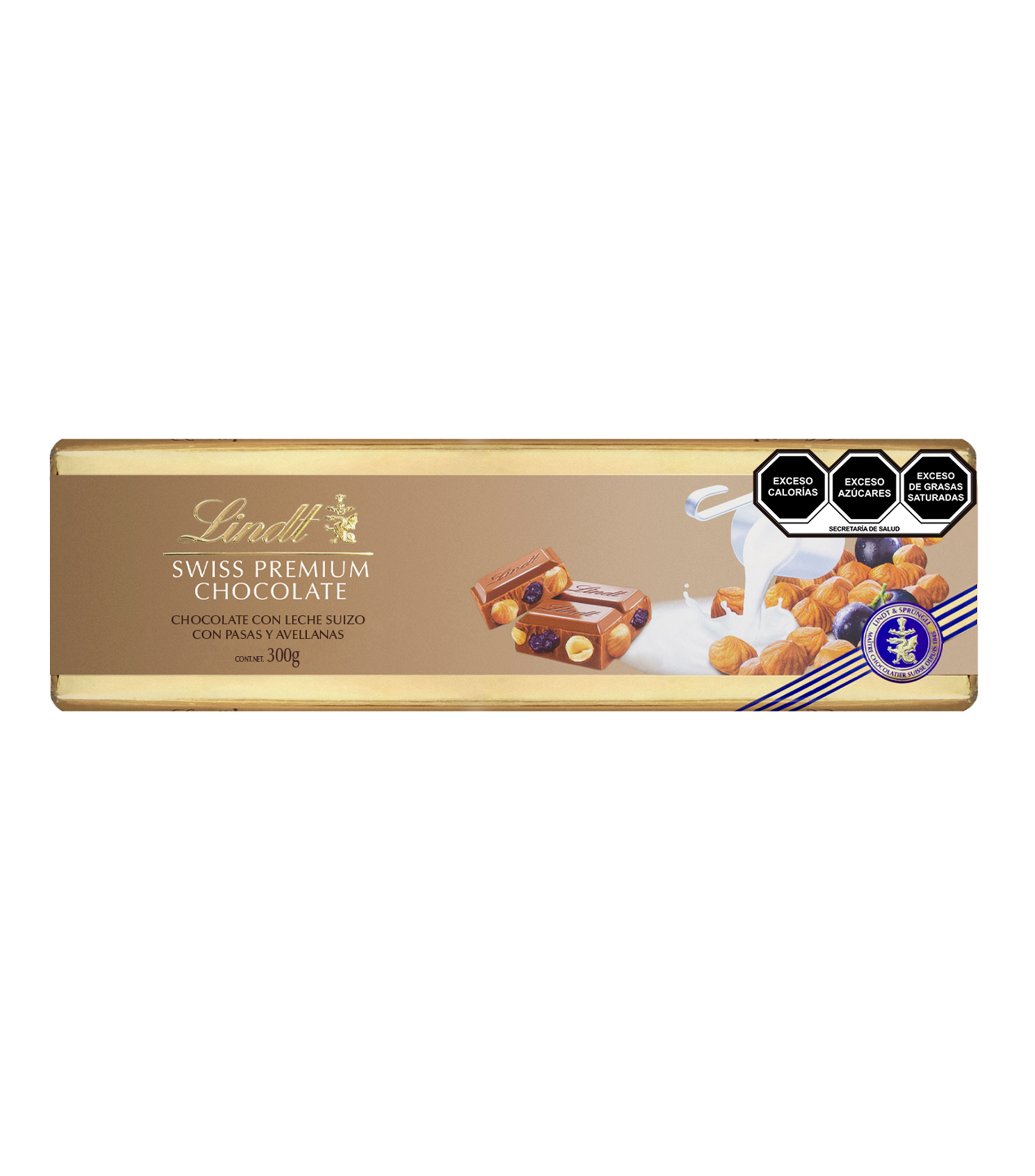 Chocolate Swiss Premium con Leche, Pasas y Avellanas, 300 gr