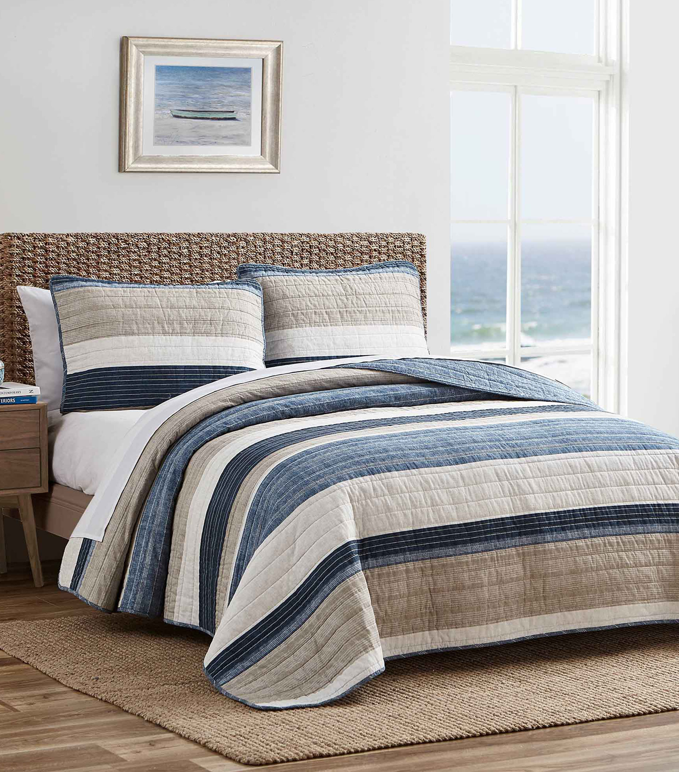 Colcha Full Queen Ridgeport Azul combinado