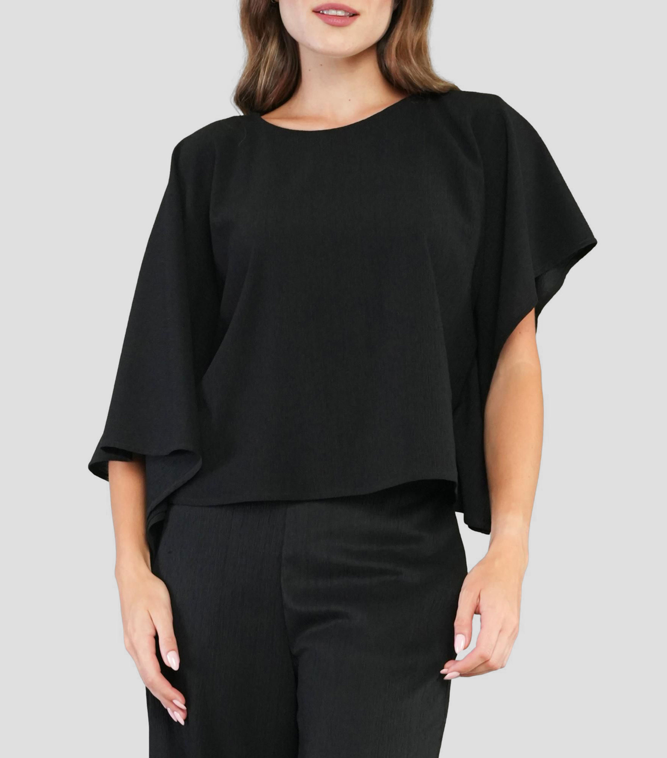 Blusa lisa de manga 7/8 Mujer