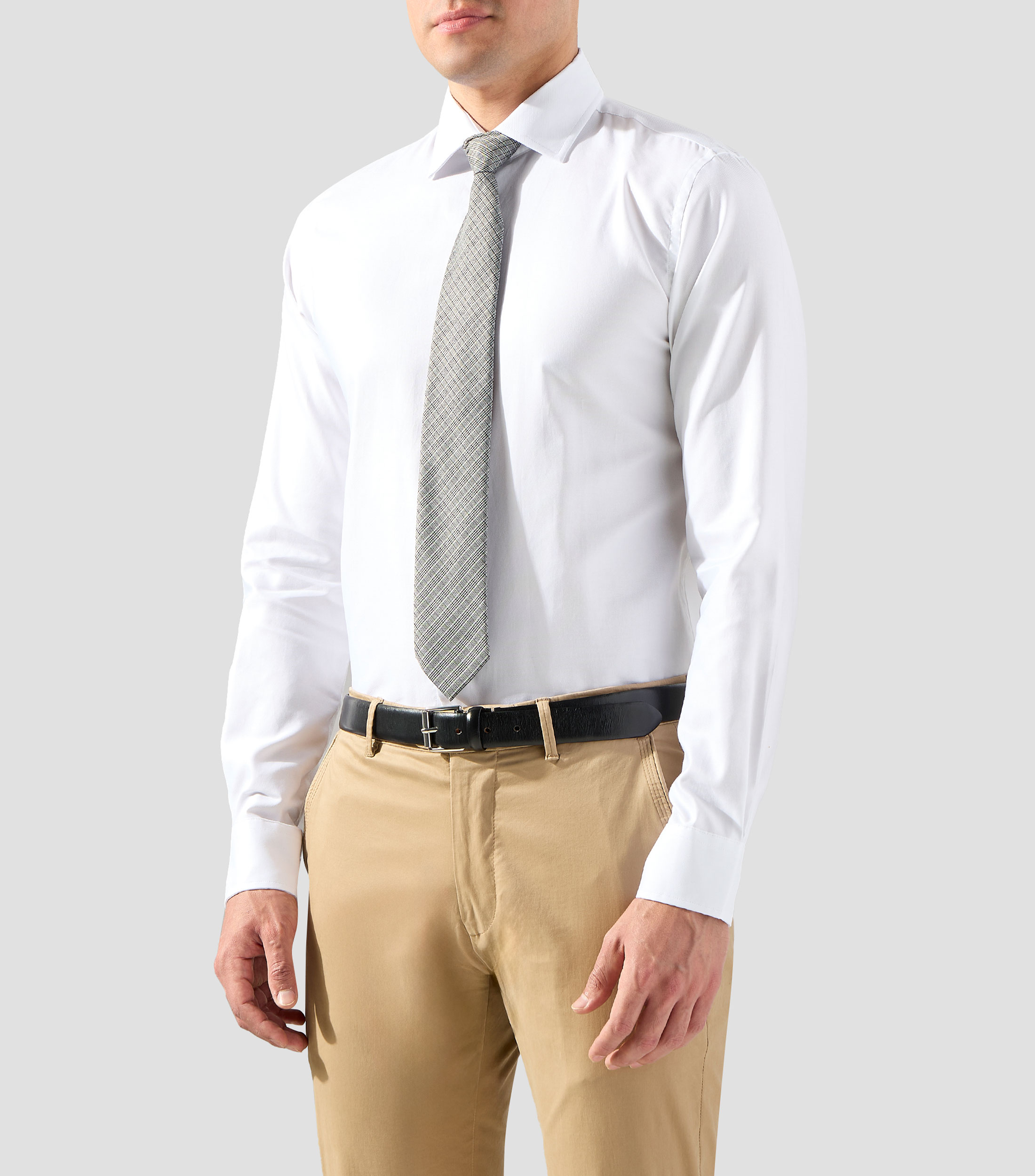 Camisa de vestir lisa con manga larga Hombre