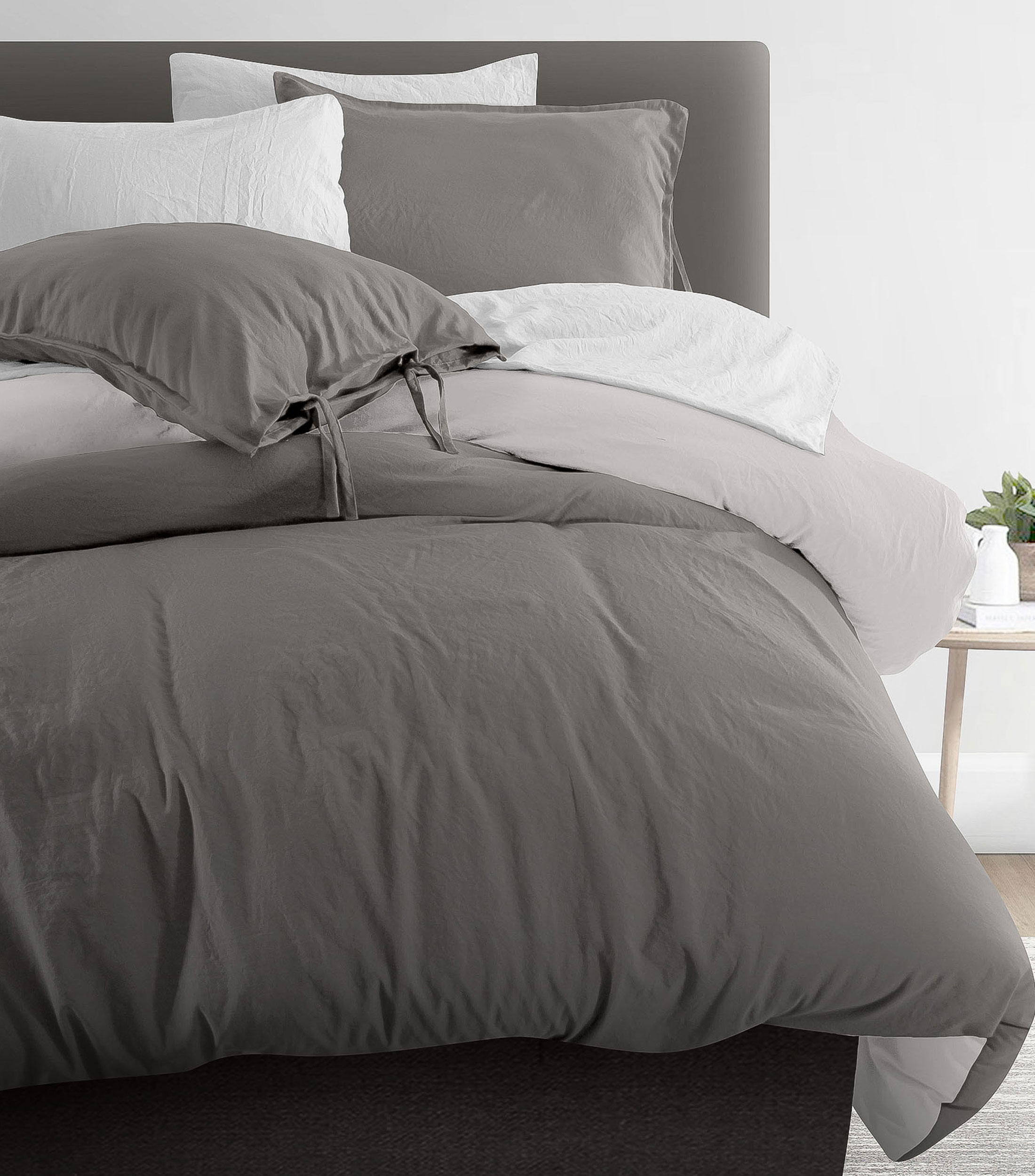 Juego de Funda para Duvet Matrimonial Linette Gris cemento