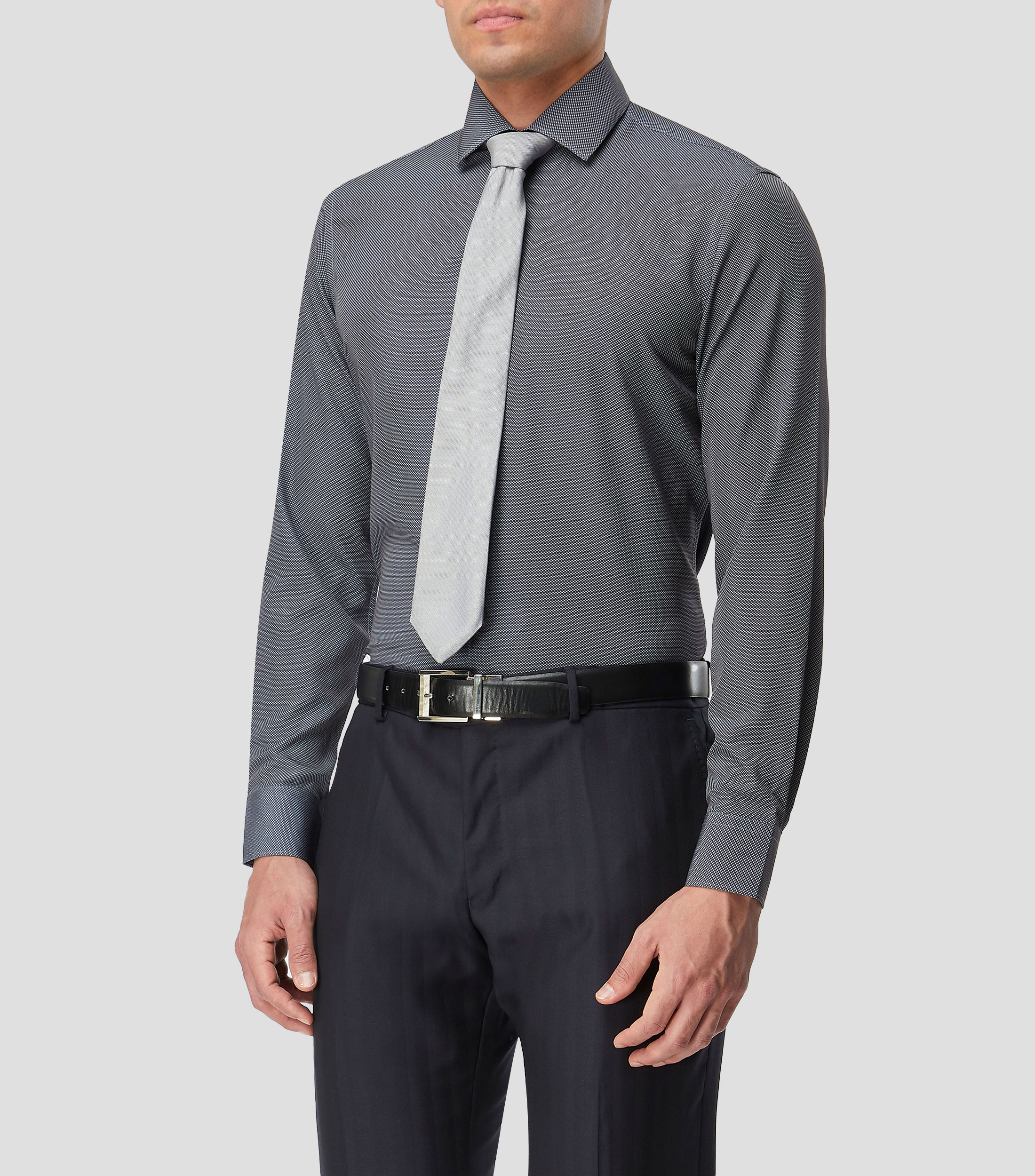 Camisa con microdiseño manga larga Hombre