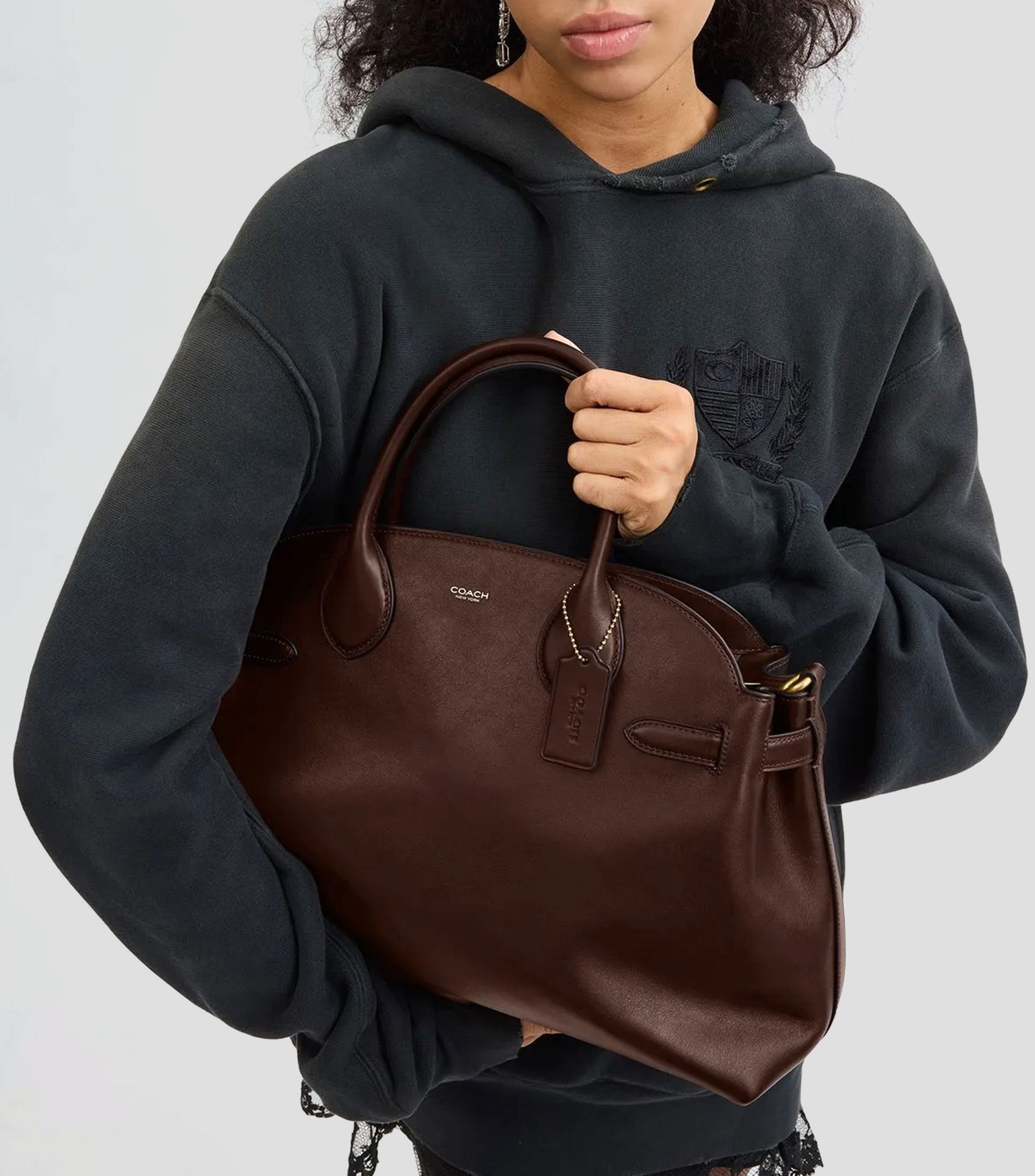 Bolsa Shoulder café en piel Empire 40 lisa Mujer