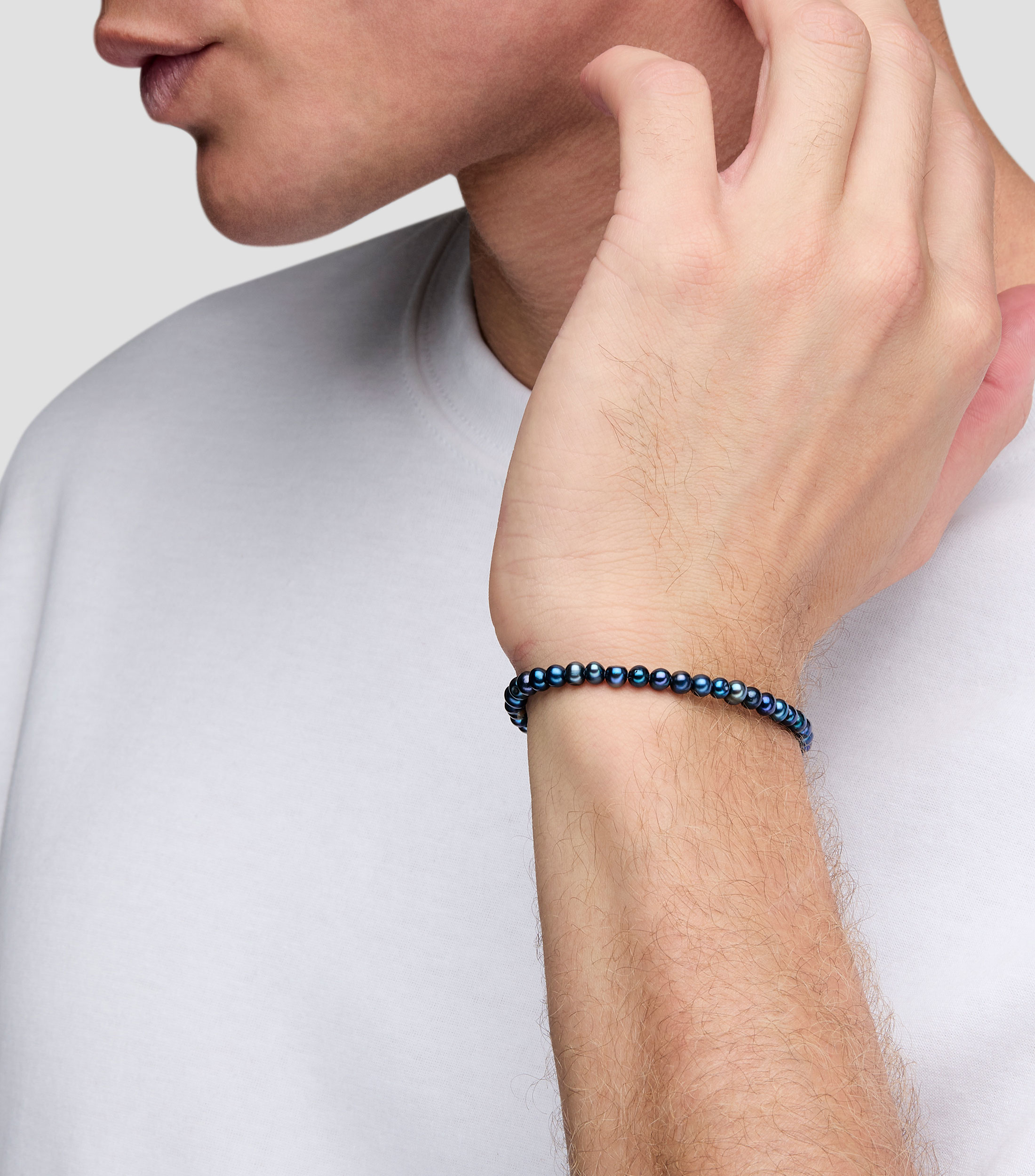 Pulsera con perlas azules Hombre