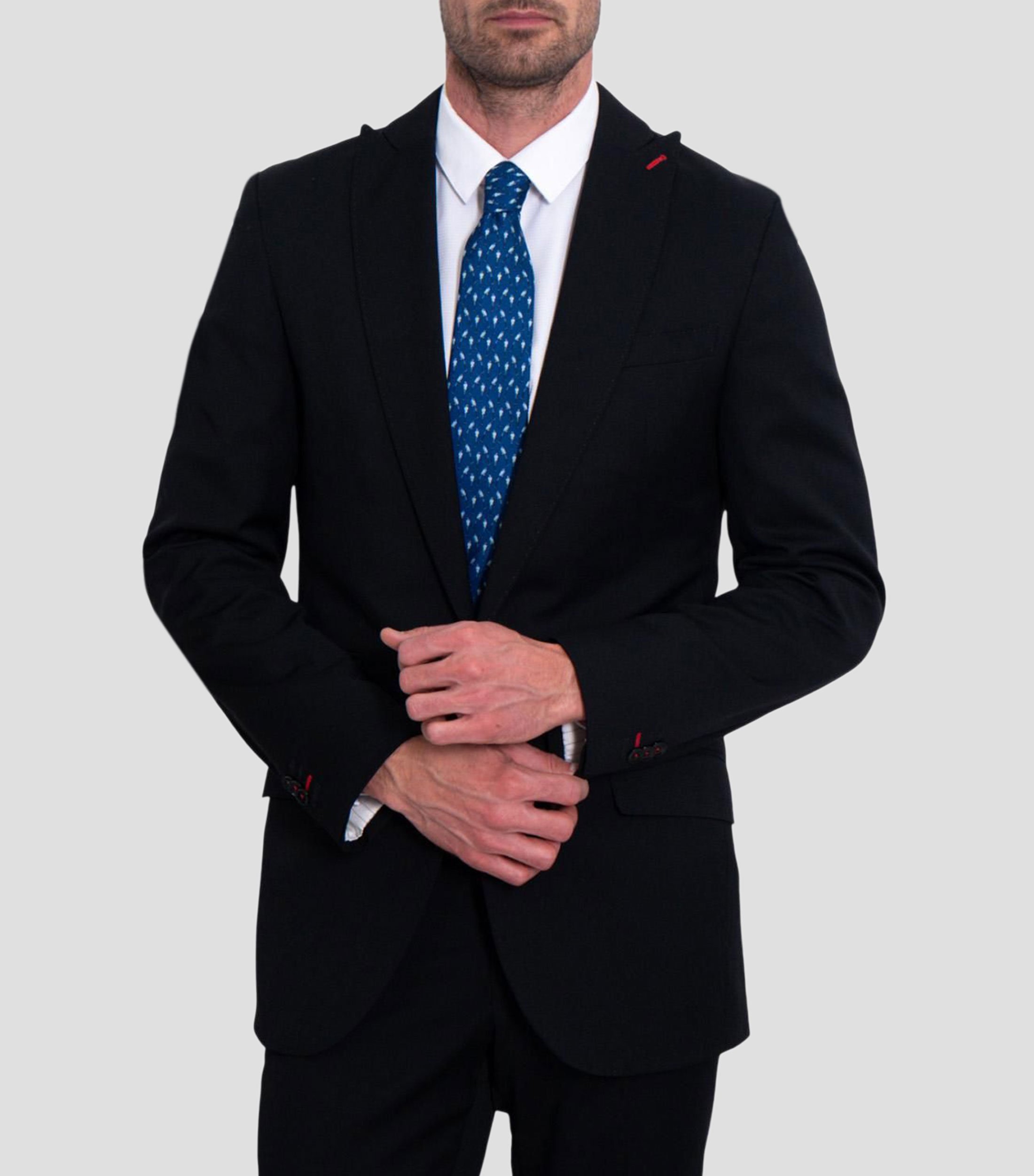Corbata ancha de seda azul marino estampada Torogoz
