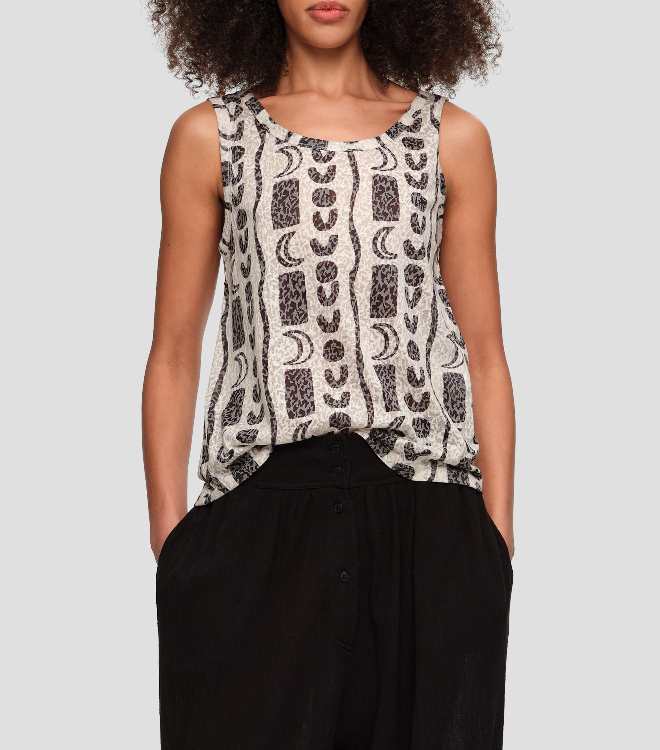 Playera tirantes devoré Moon stripes Mujer