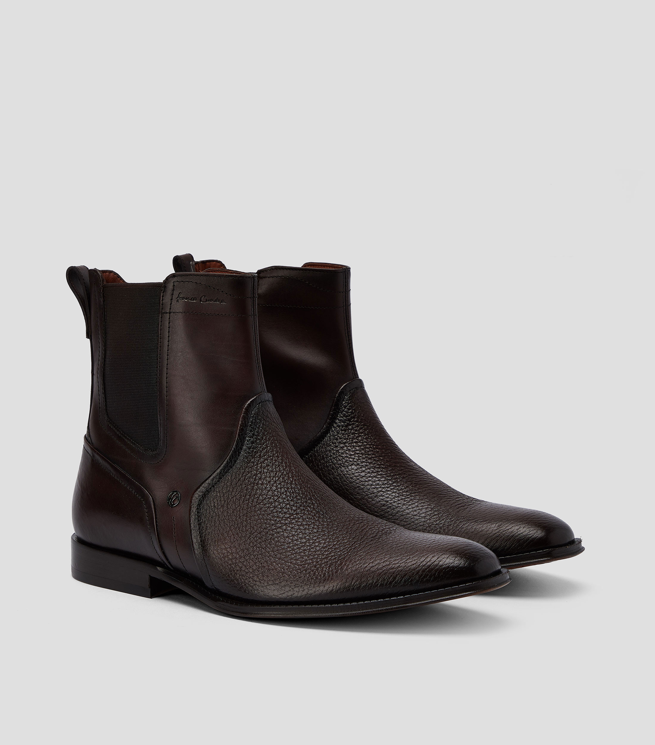 Botines casuales en piel con tacón bajo ancho Hombre