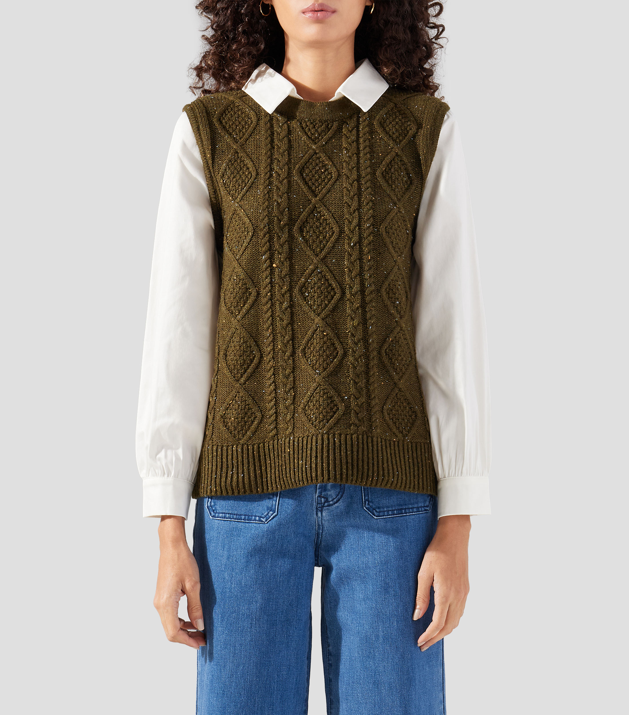 Camisa sólido manga larga Mujer