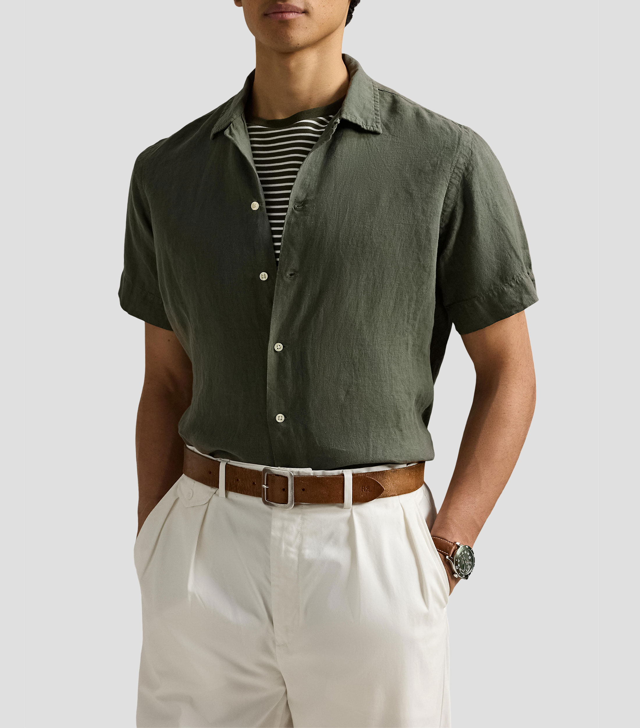 Camisa lisa manga corta Hombre