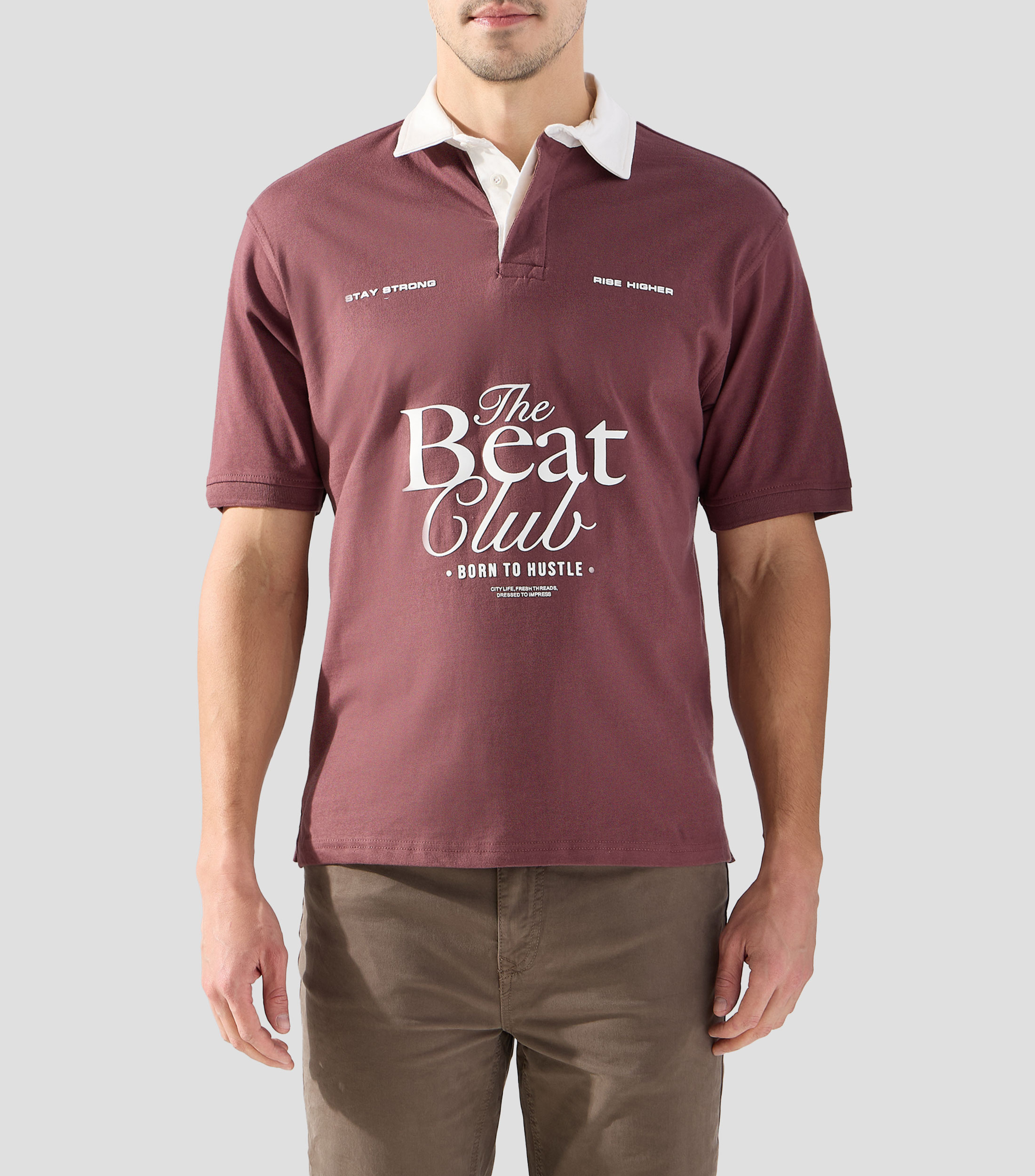 Playera tipo polo manga corta estampada Hombre
