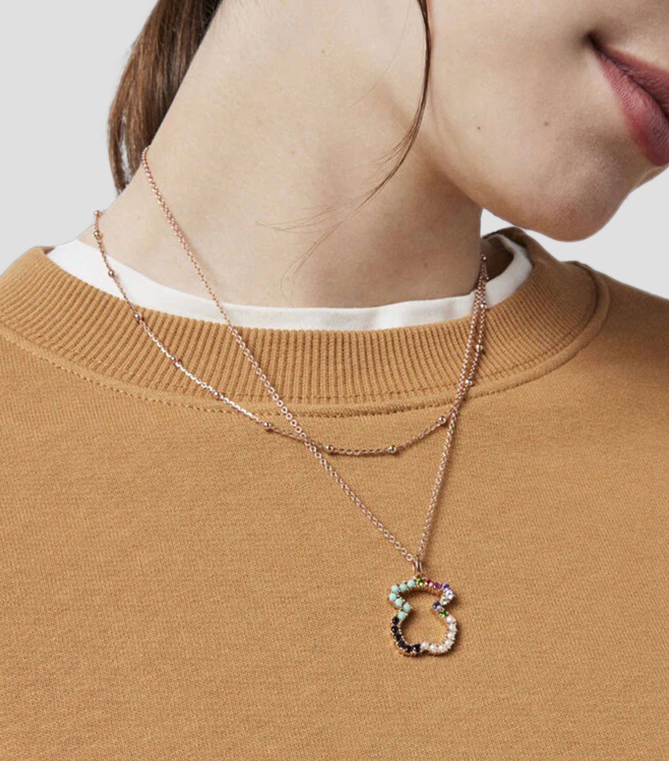 Dije de oso en plata 0.925 Straight con gemas Mujer