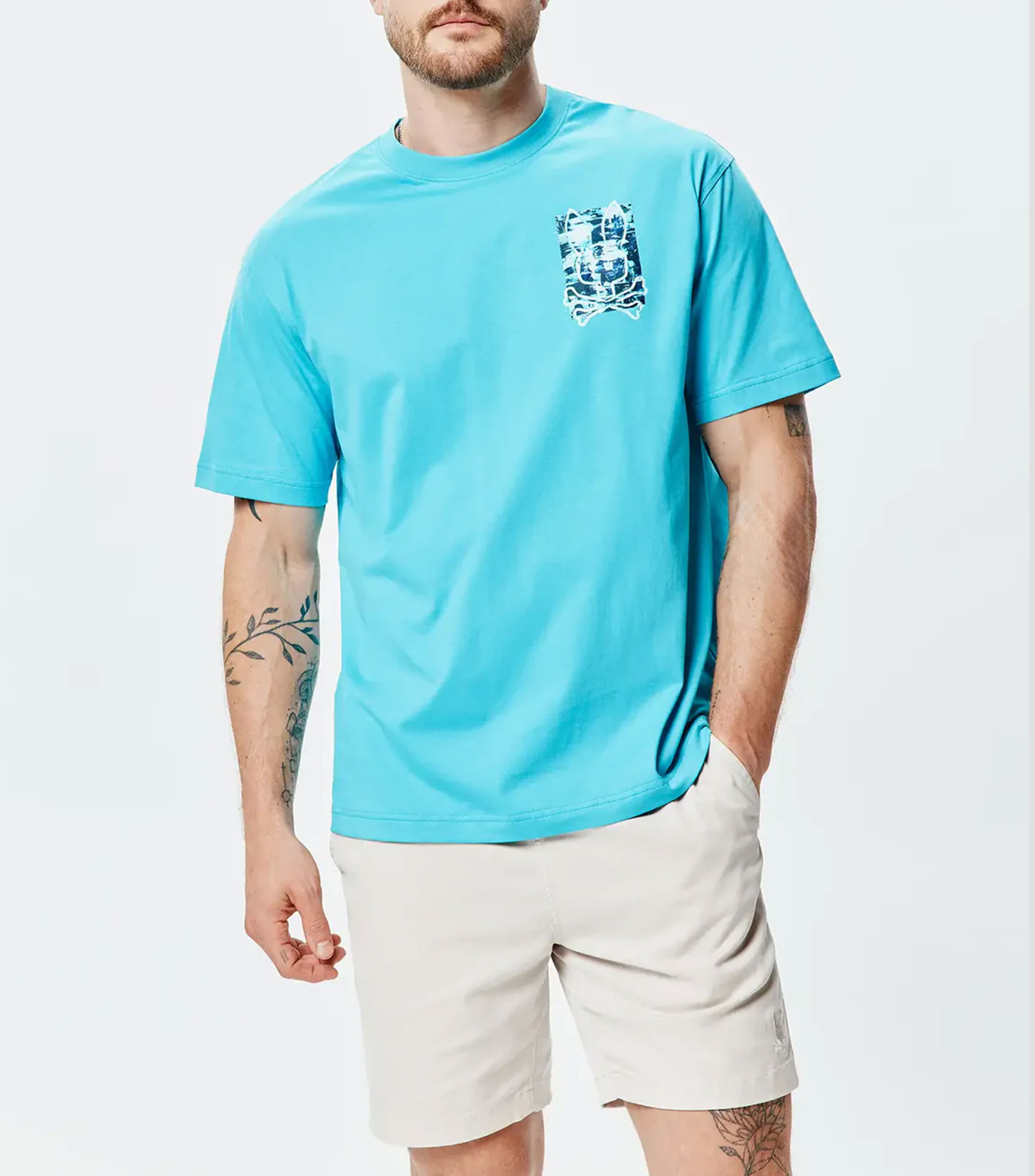 Playera cuello redondo manga corta estampada Hombre
