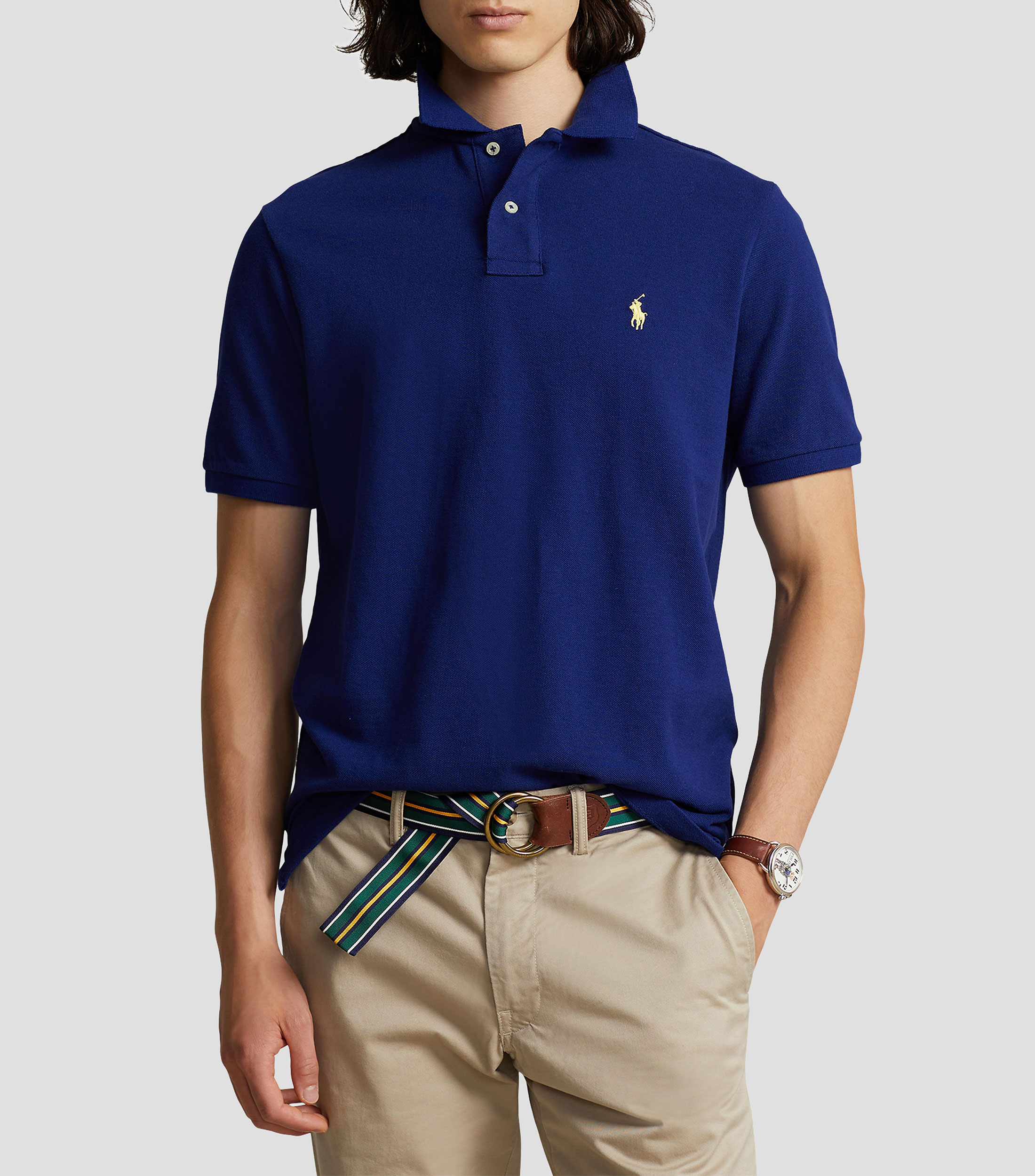 Playera tipo polo manga corta diseño sólido Hombre