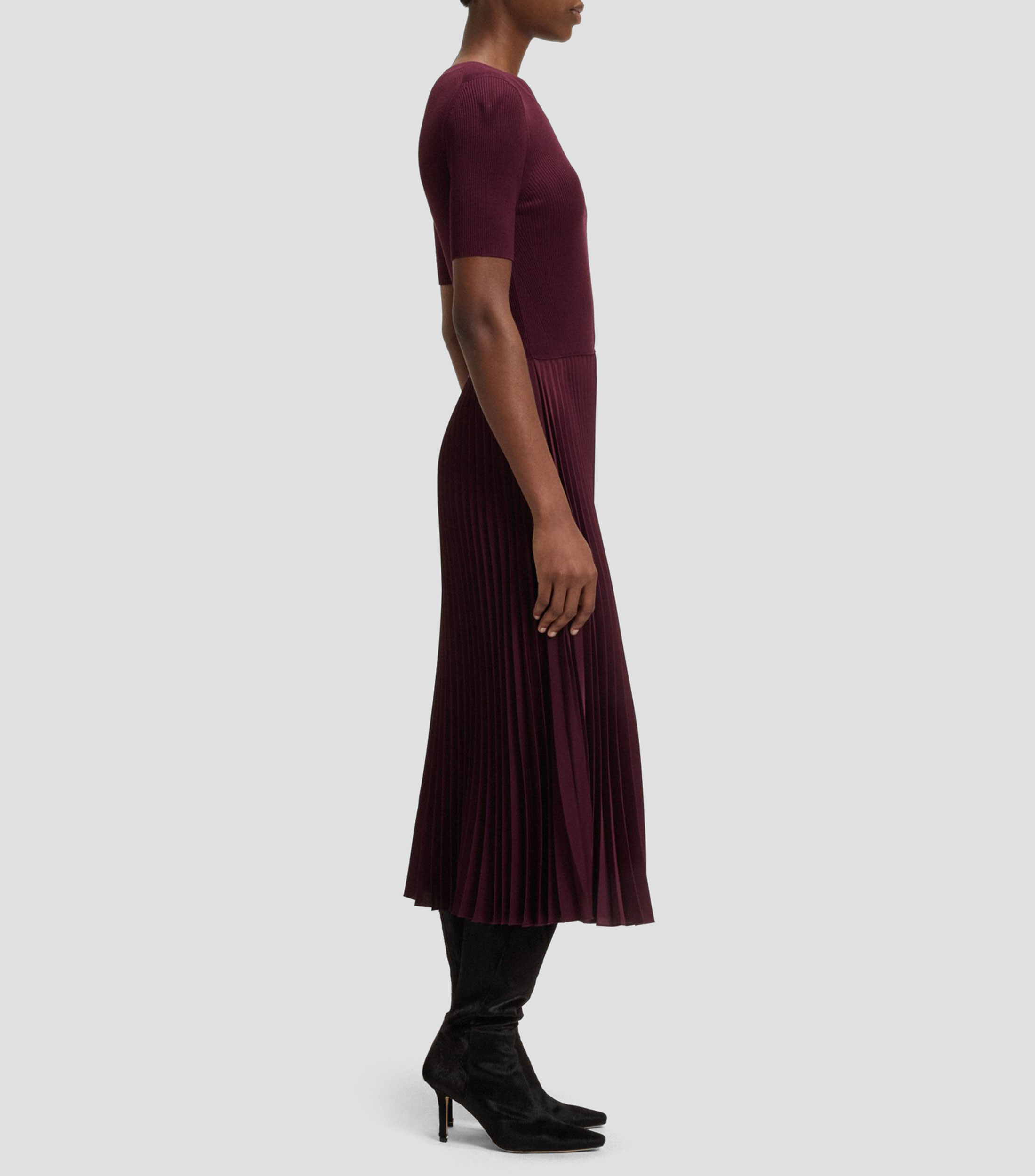 Vestido largo liso manga corta Mujer