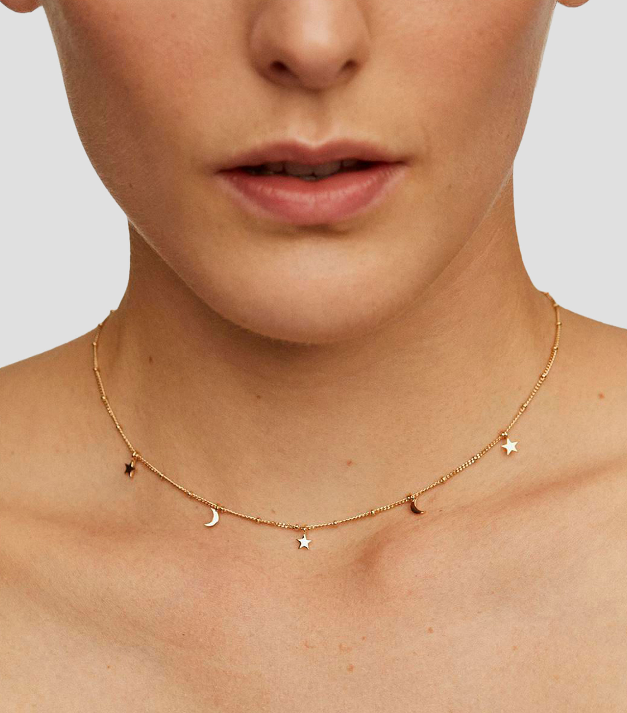 Collar en plata .925 con estrellas y lunas Mujer