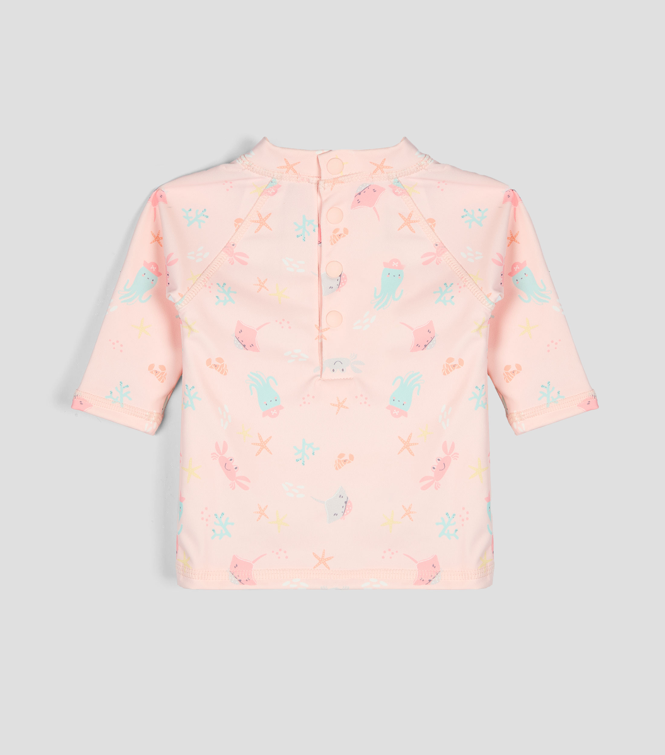 Playera traje de baño con cuello alto y manga larga estampada Bebé