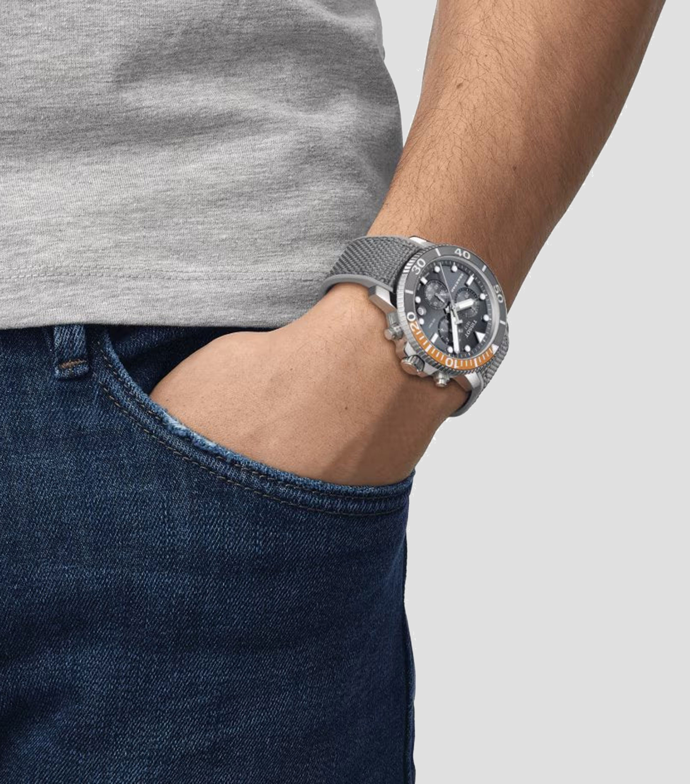 Reloj para hombre T-Sport Seastar 1000 Casual Plata, Bicolor