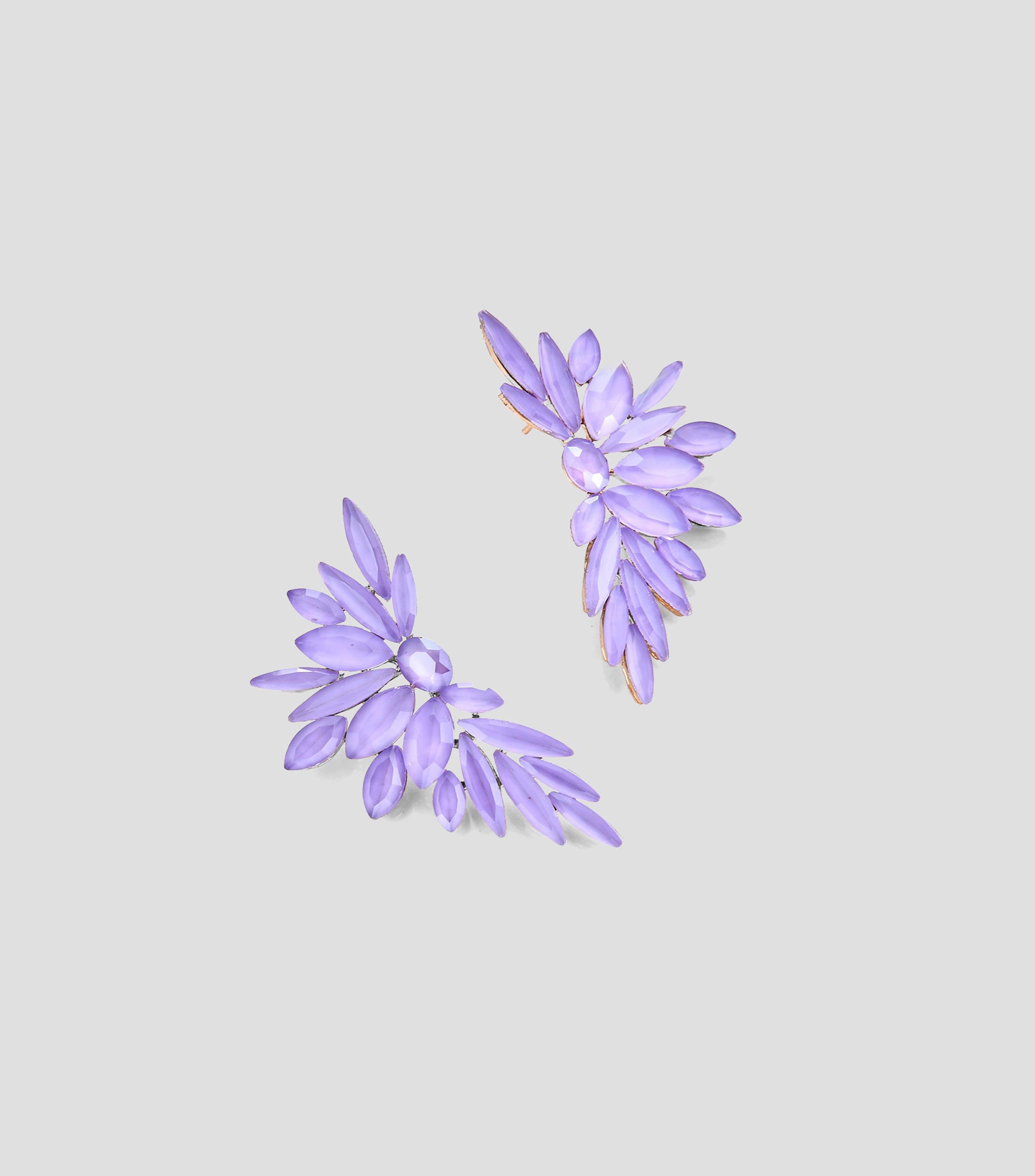 Aretes Media flor con cristales Mujer