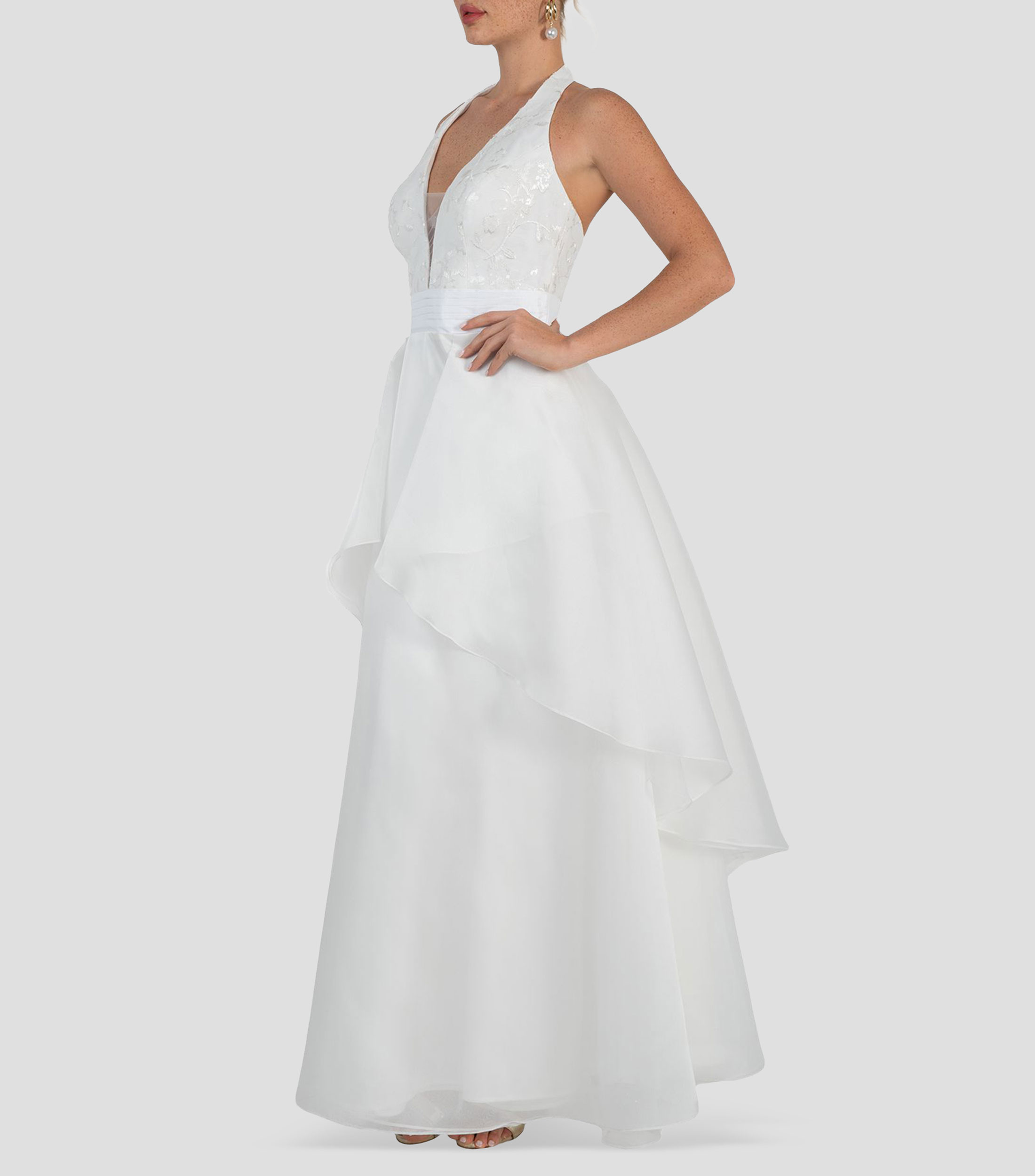 Vestido de fiesta largo liso Mujer