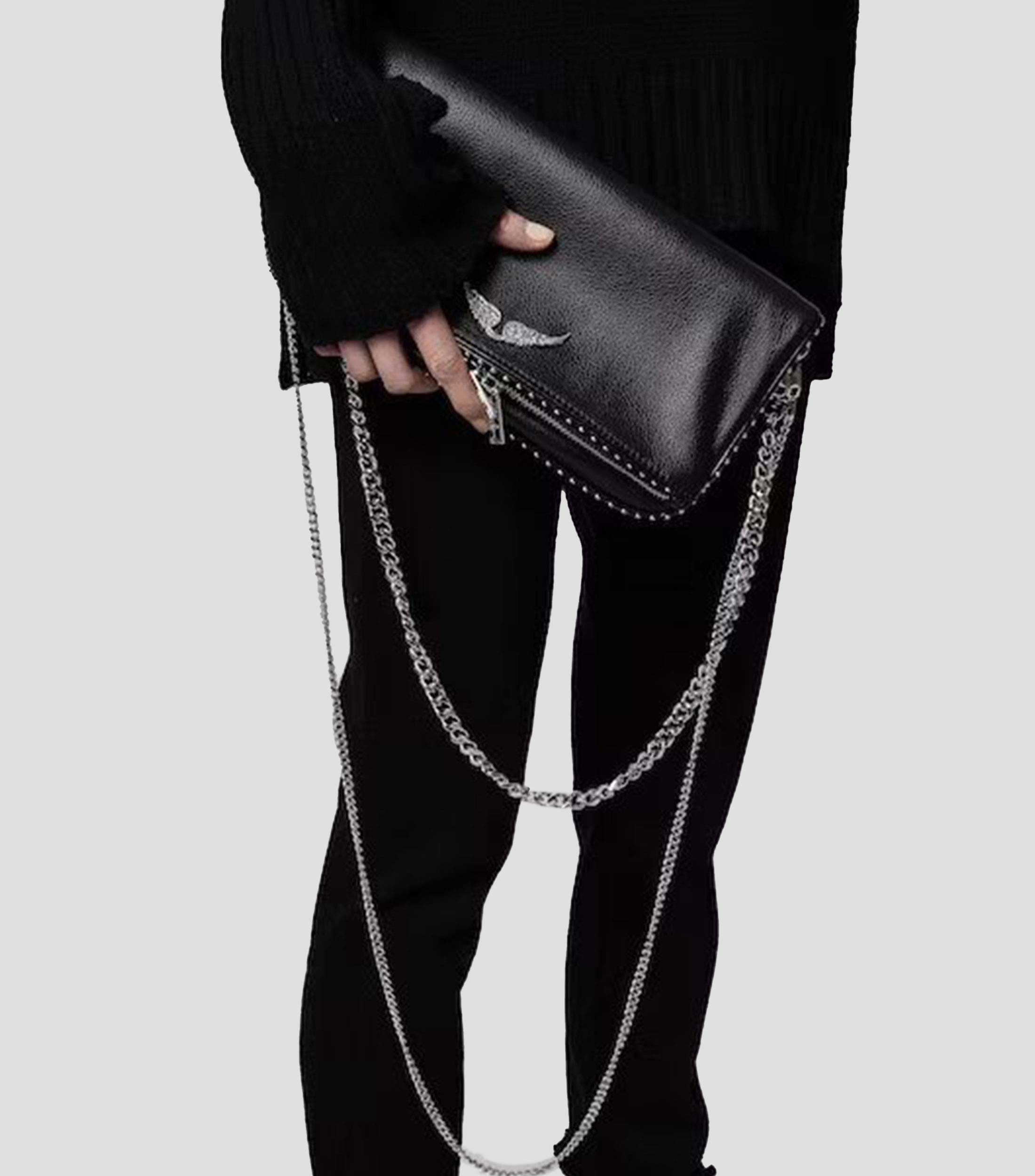Bolsa crossbody en cuero con textura Rock Mujer