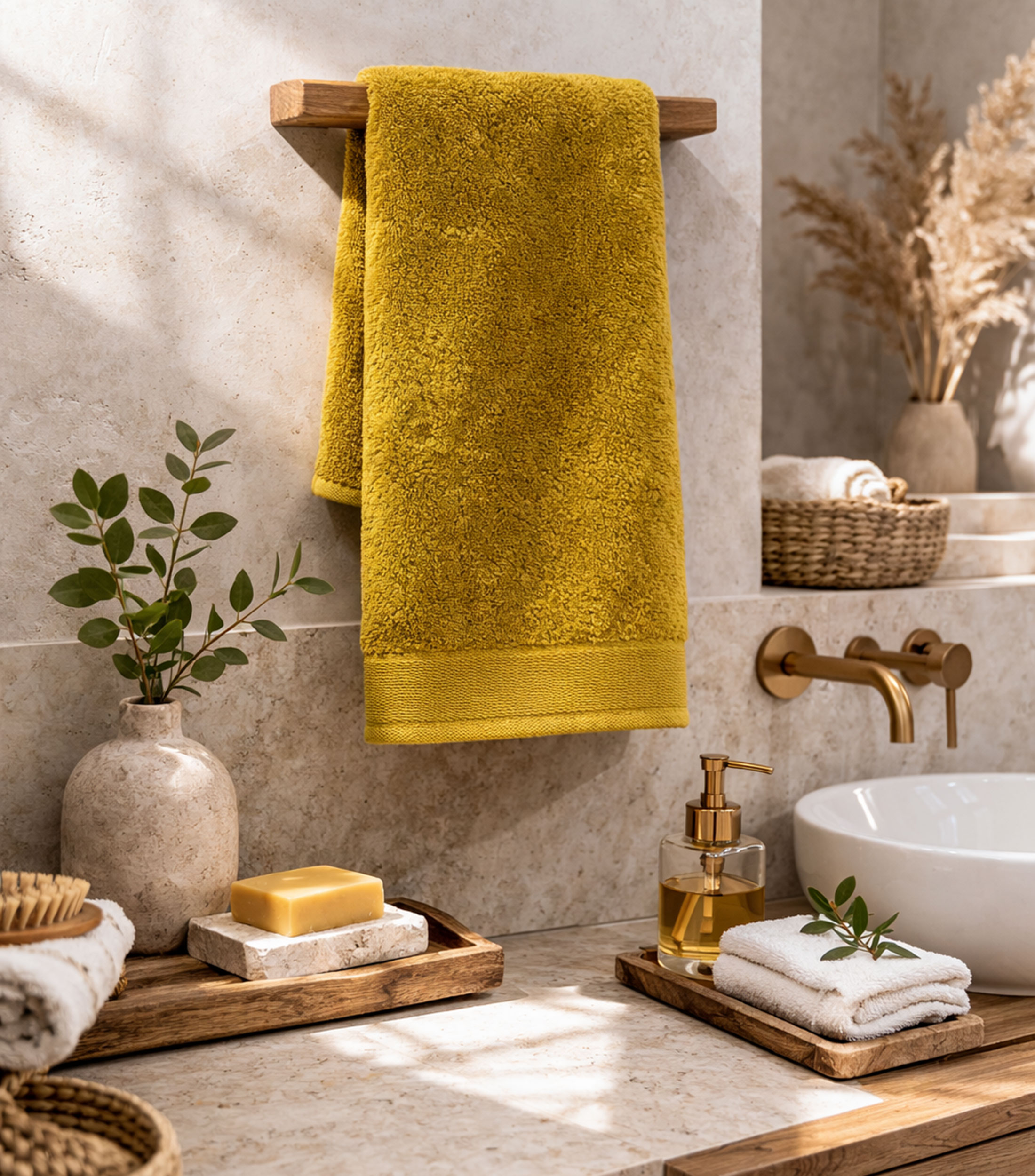 Toalla medio baño verde olivo