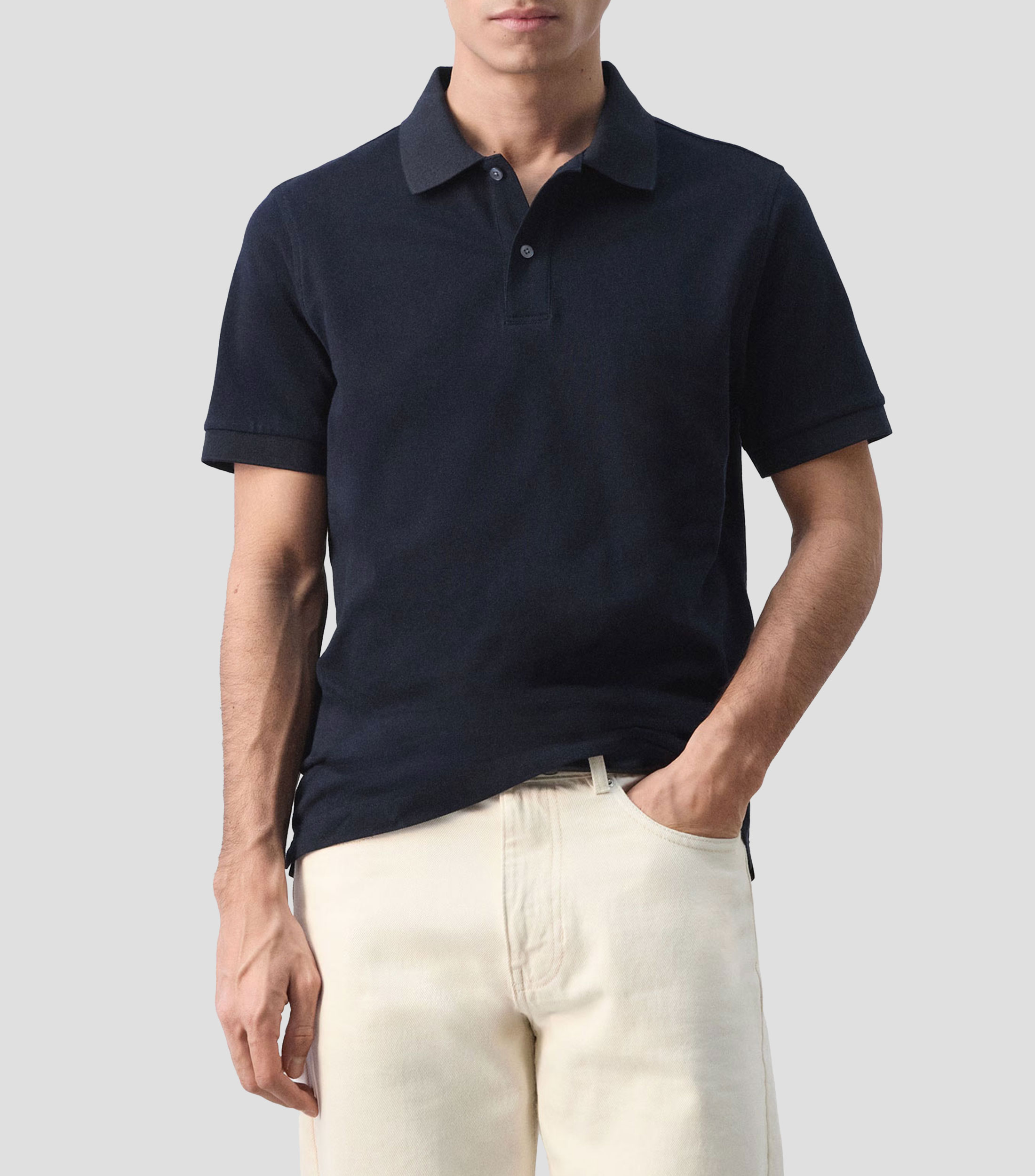 Playera tipo polo manga corta lisa Hombre