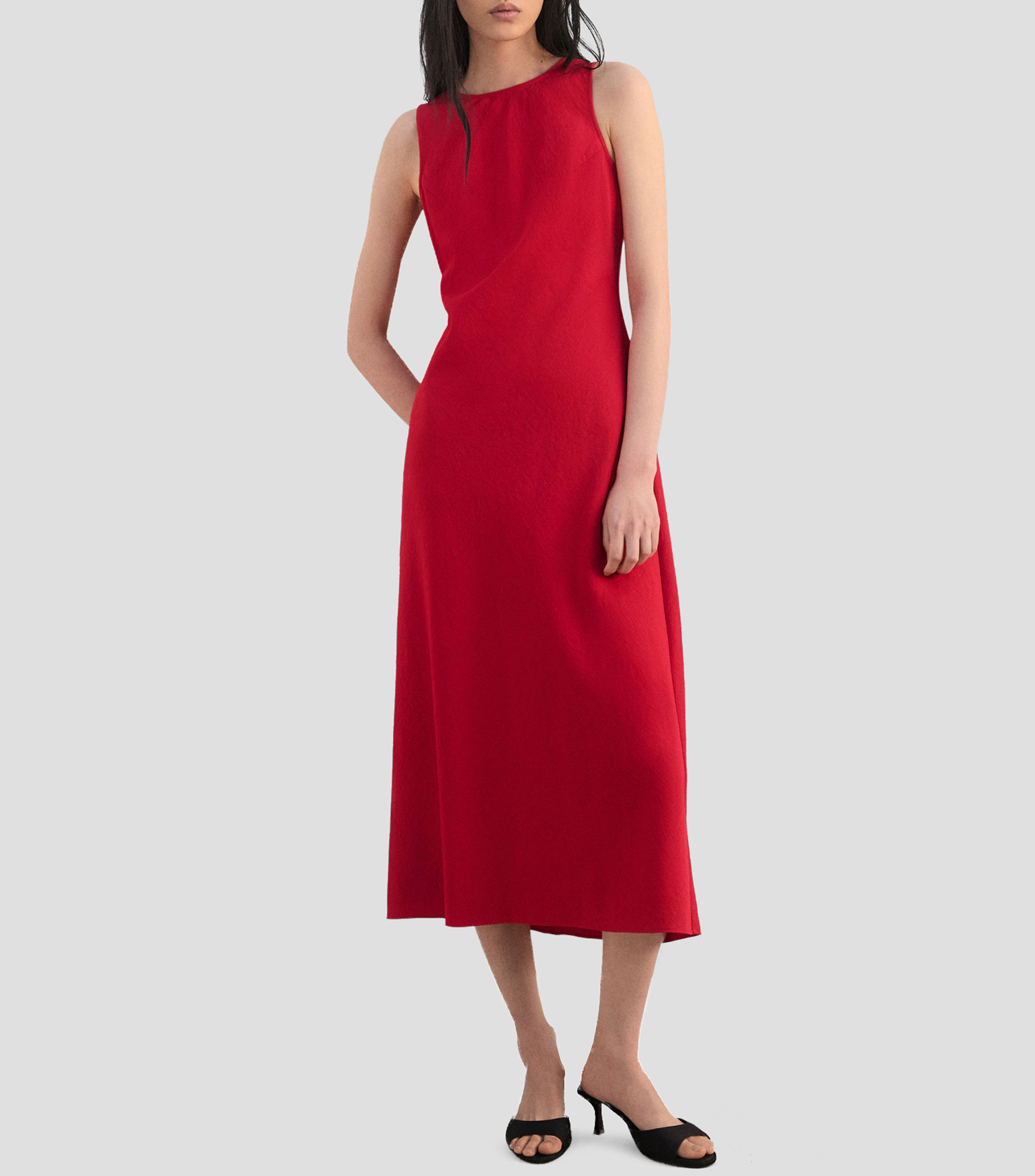 Vestido largo liso Mujer