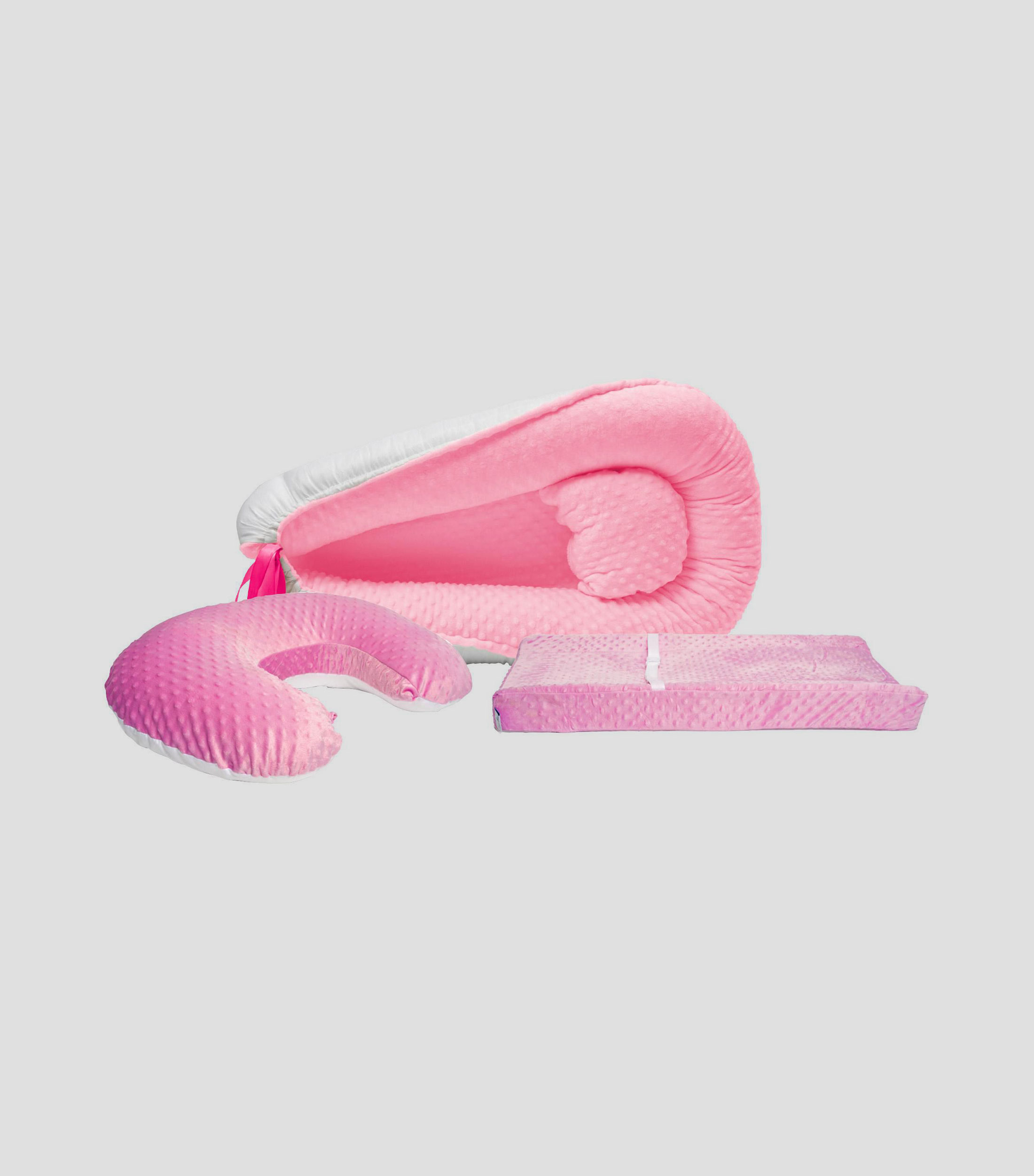 Set Nido de bebé + Almohada de lactancia + Colchón Cambiador, Rosa