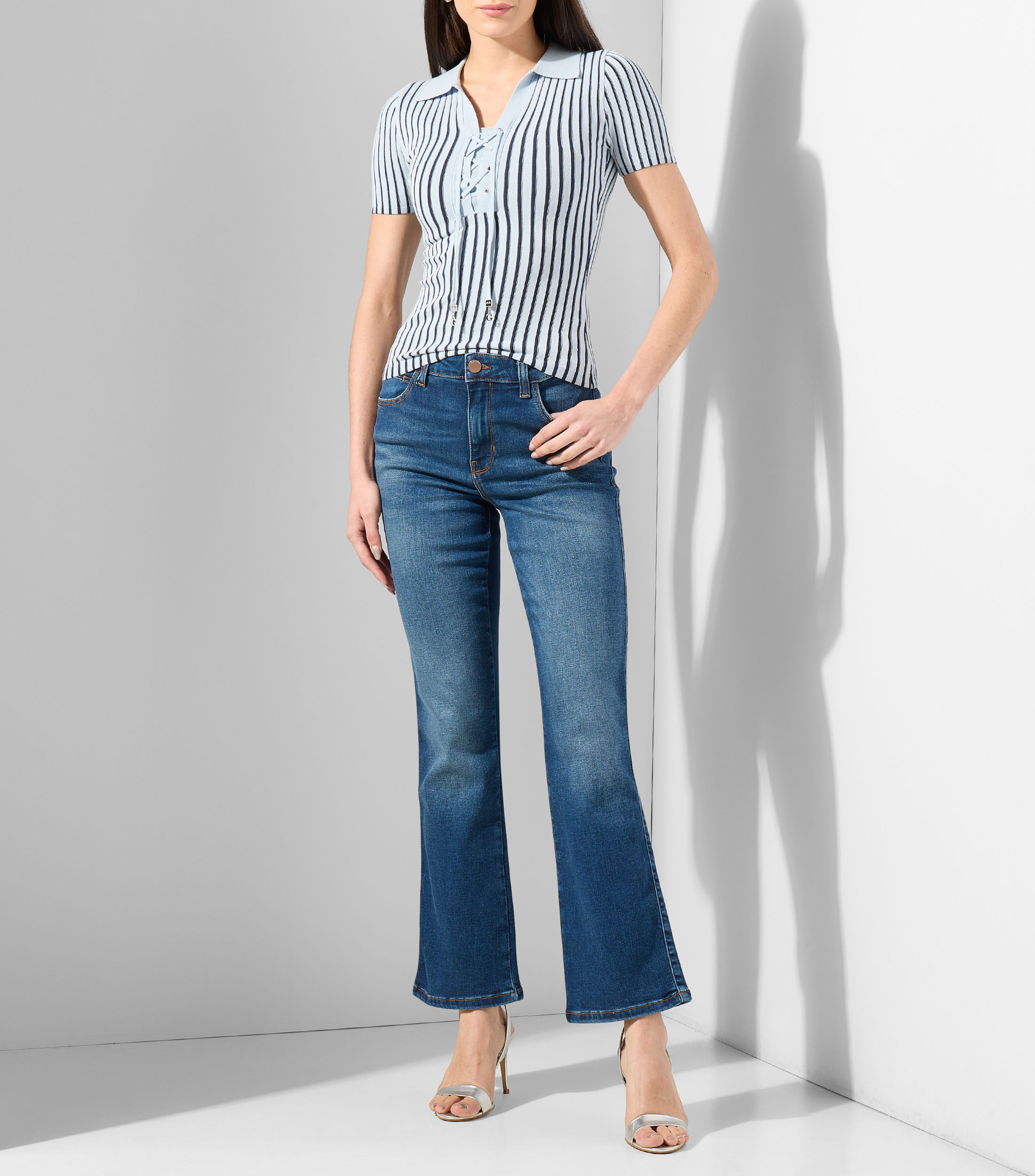 Playera polo manga corta rayas Mujer