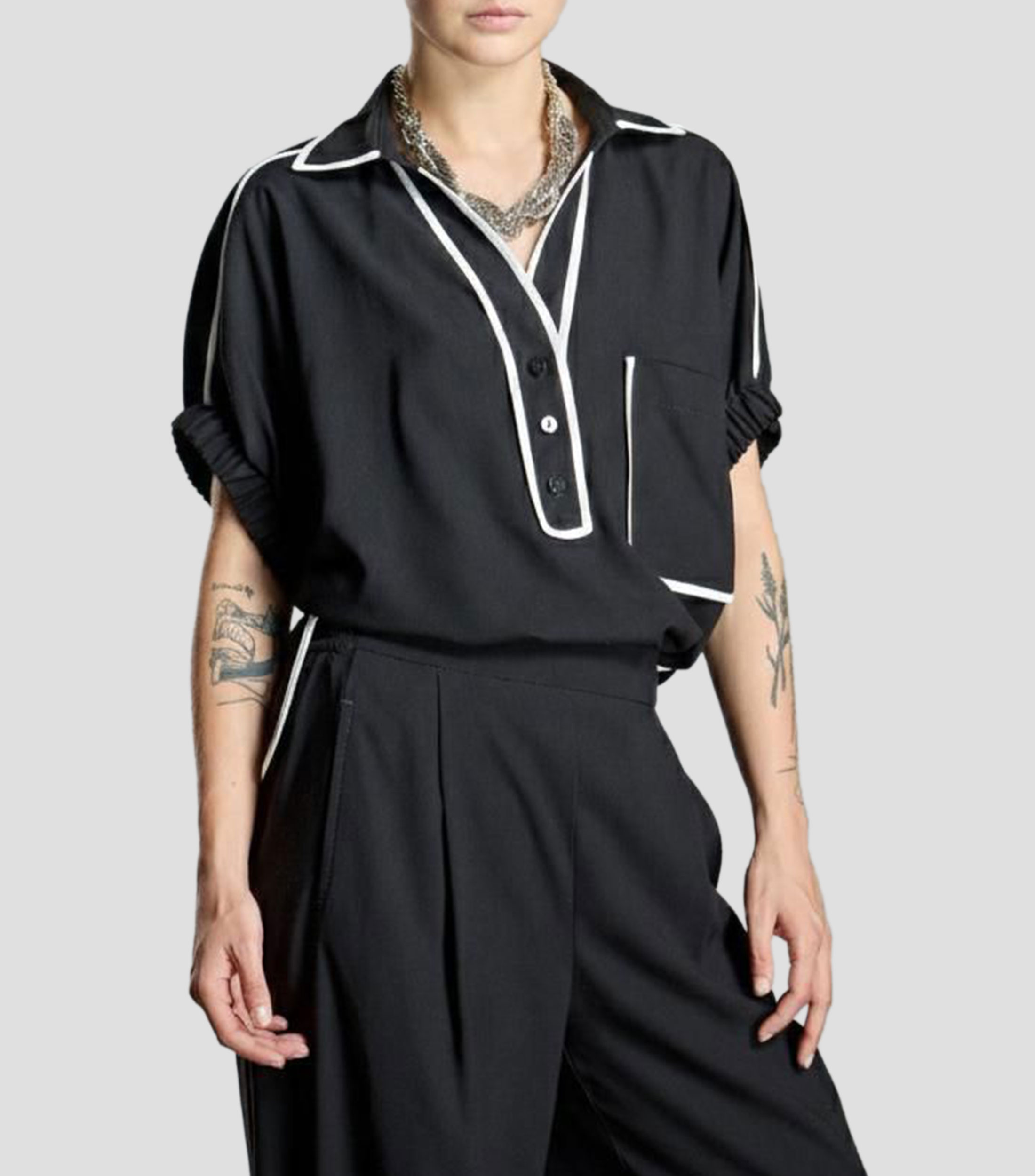 Blusa lisa manga corta Mujer