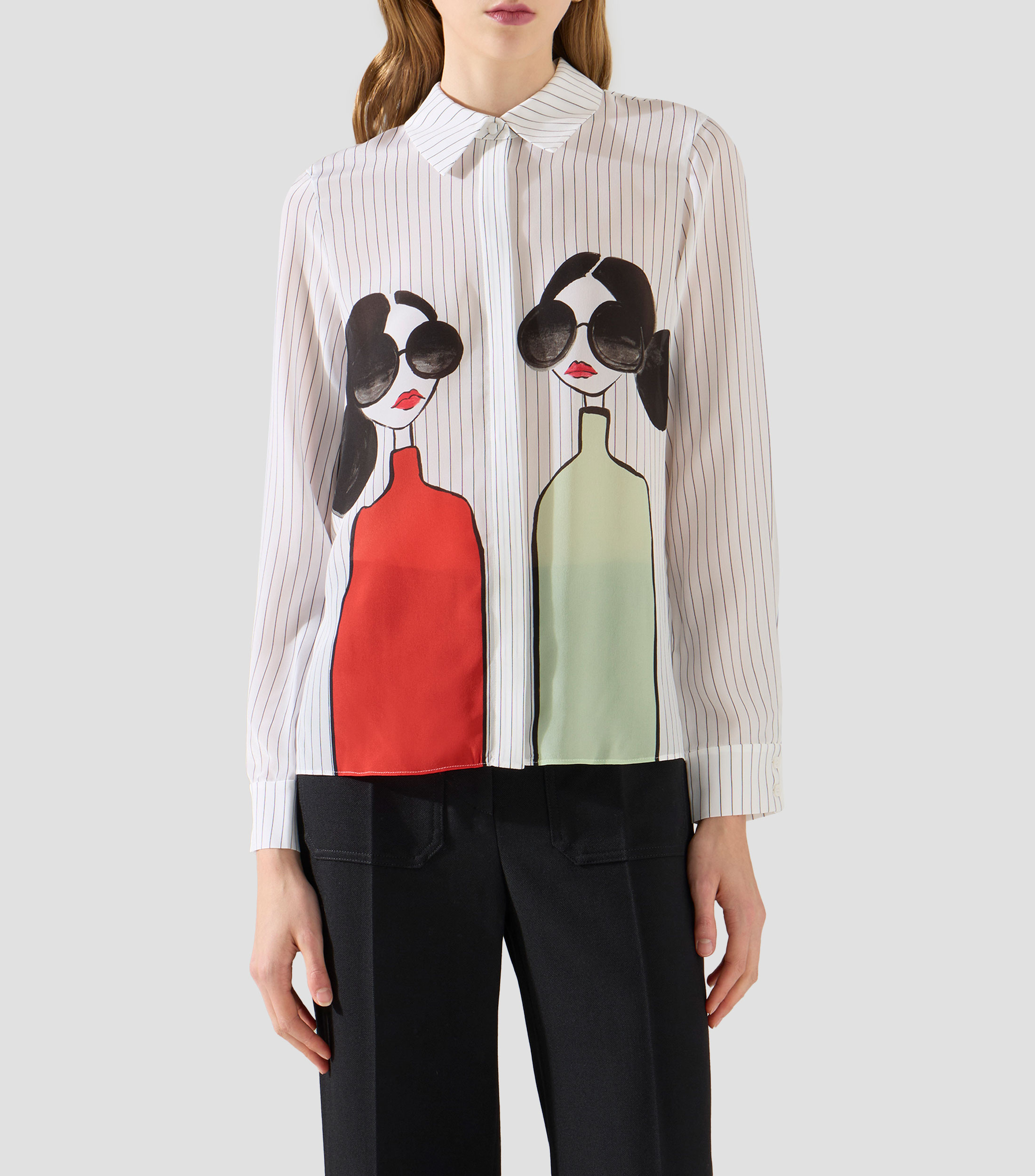 Camisa estampada de manga larga Mujer