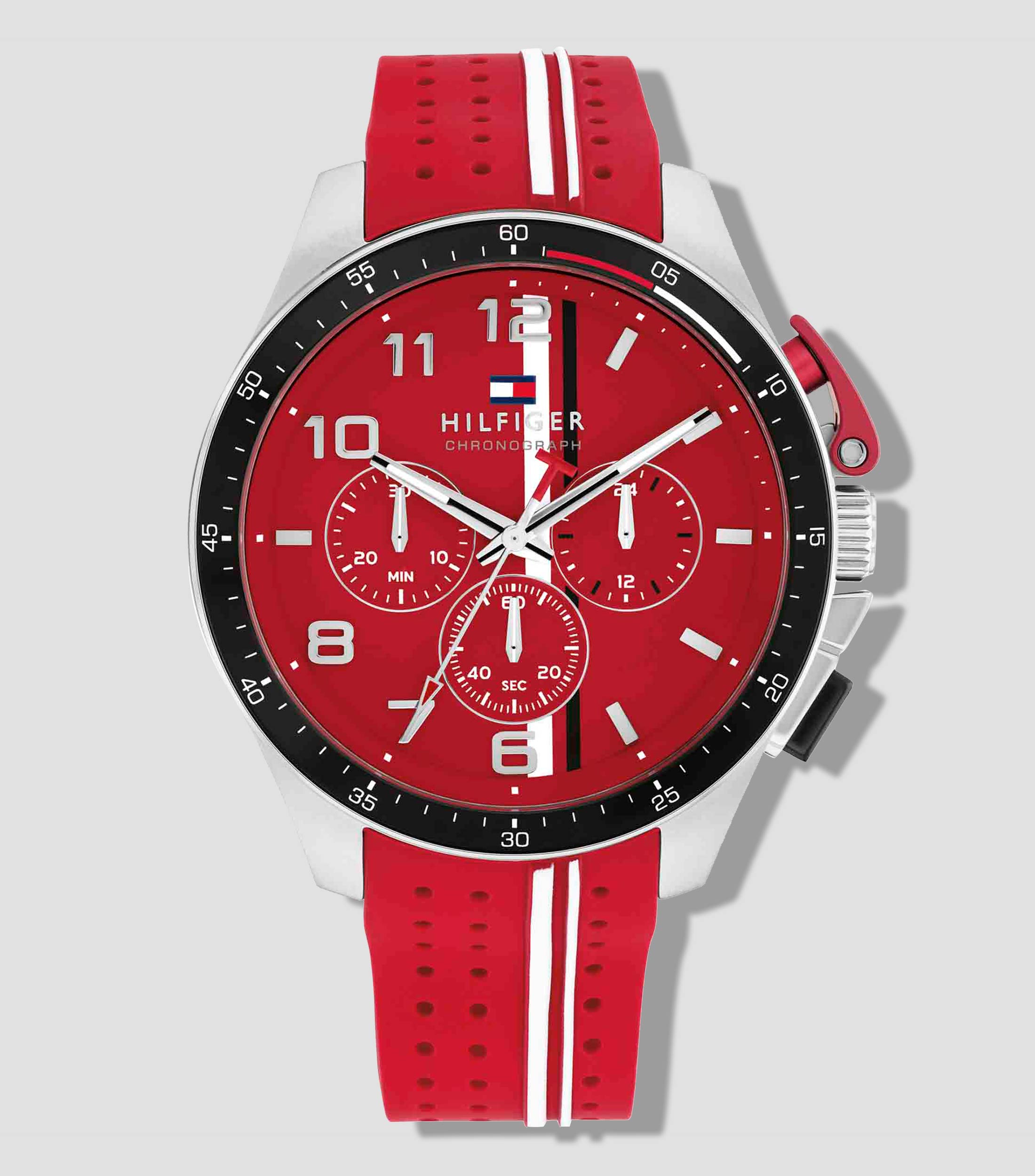 Reloj para Hombre Bank Deportivo, Plateado, Rojo