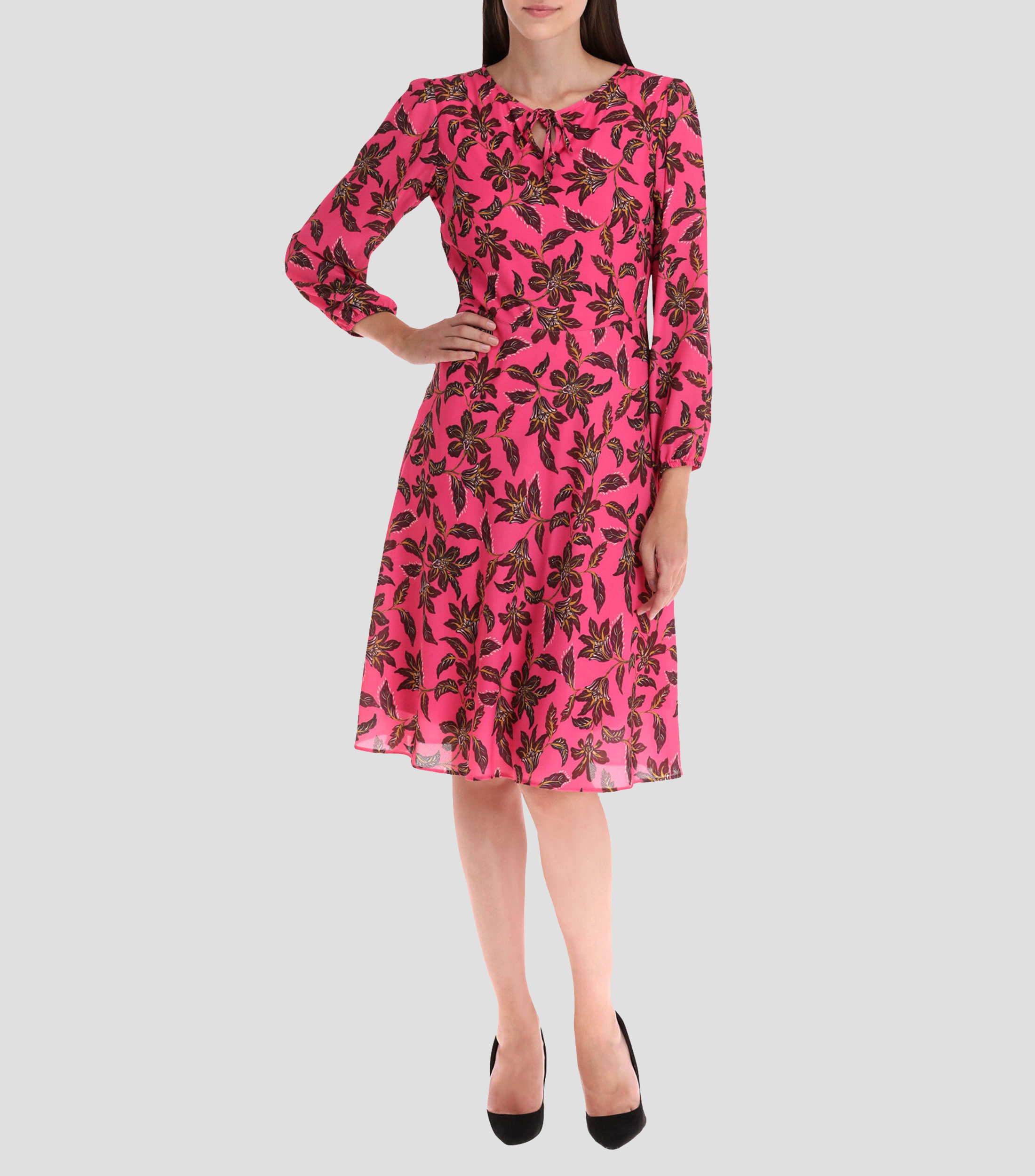 Maëlle Vestido Midi con Detalle Floral de Un Hombro