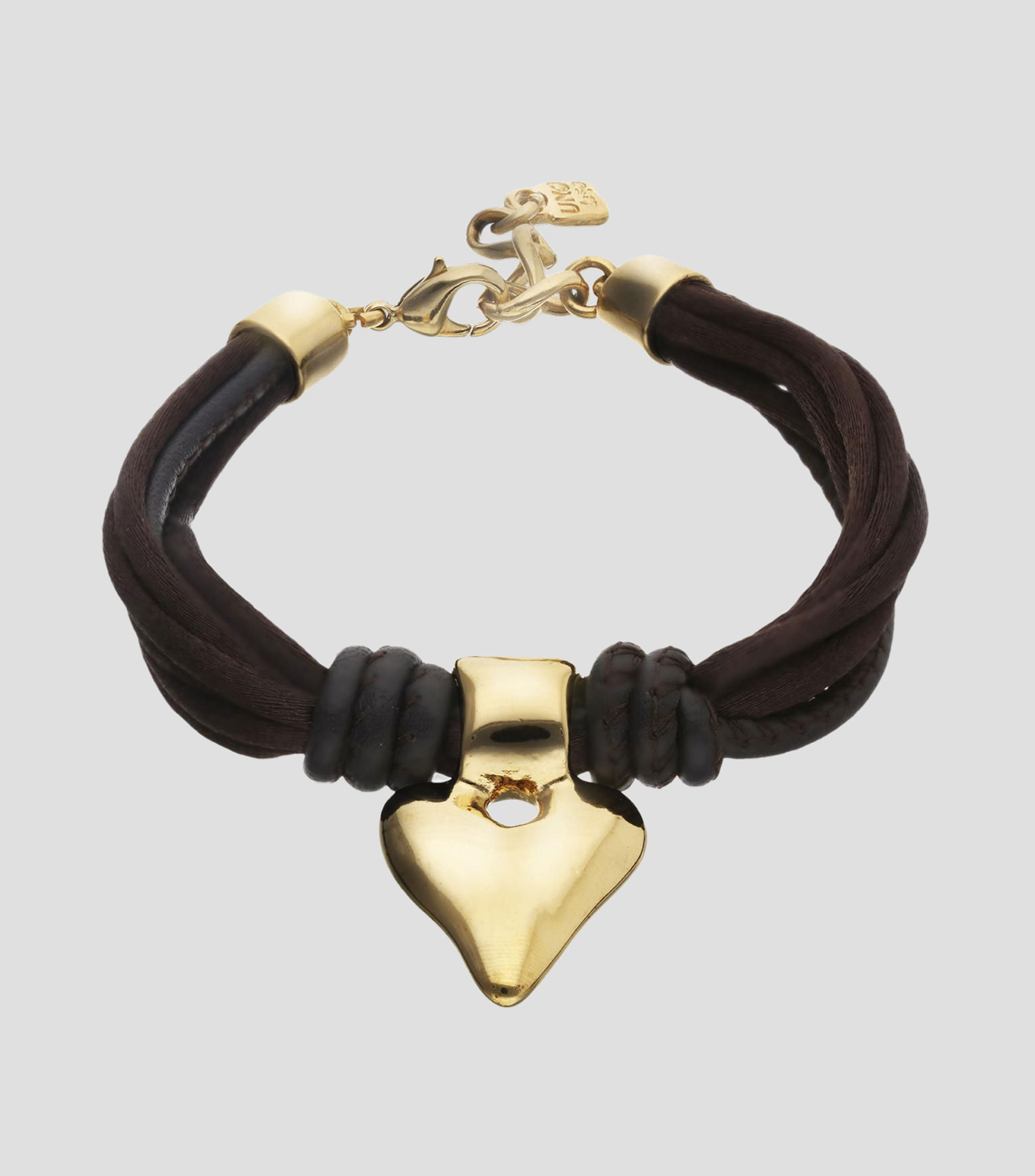 Pulsera de cuero marrón con Corazón Pálpito Mujer
