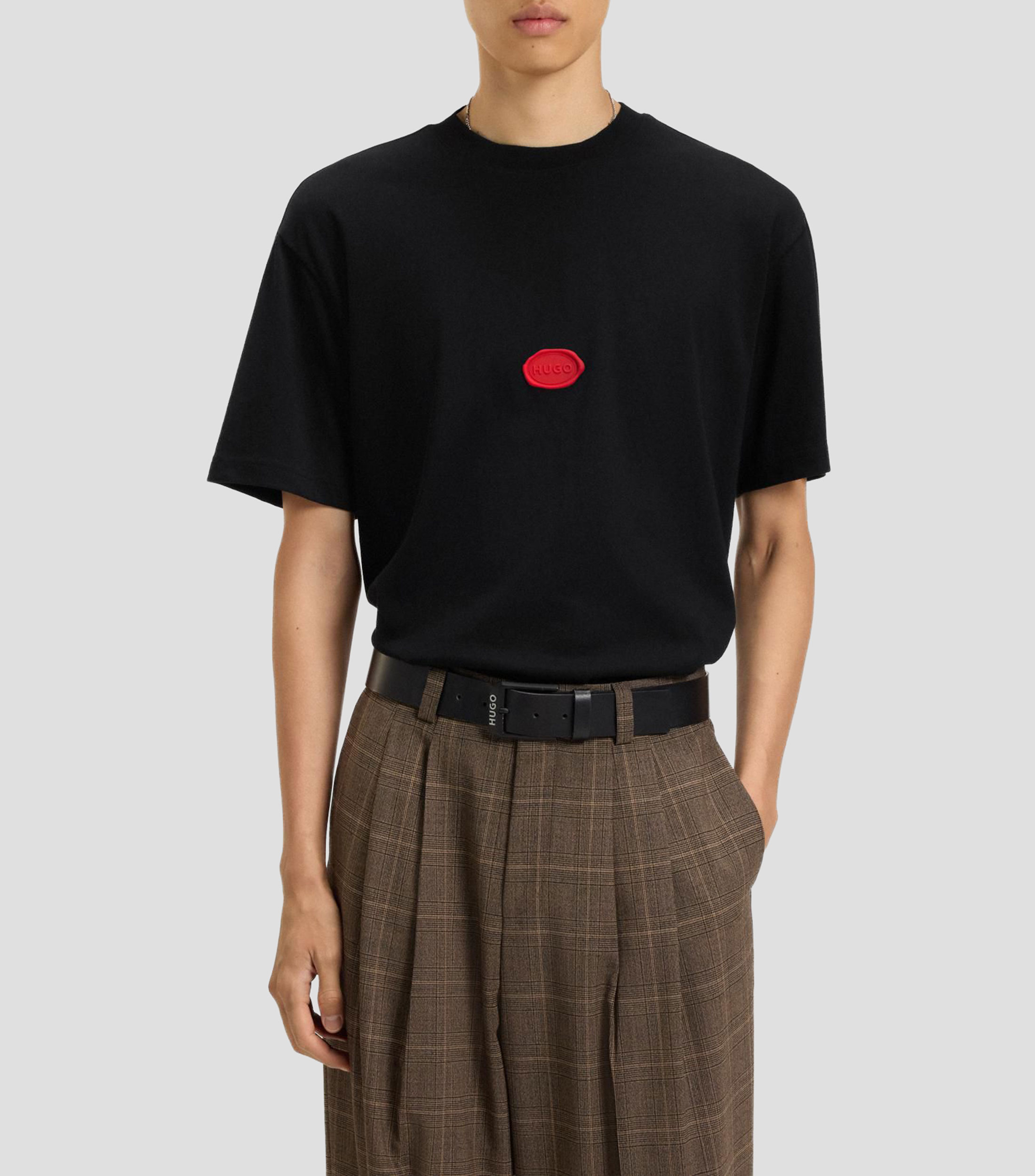 Playera de punto de algodón con logotipo estampado encerado Hombre