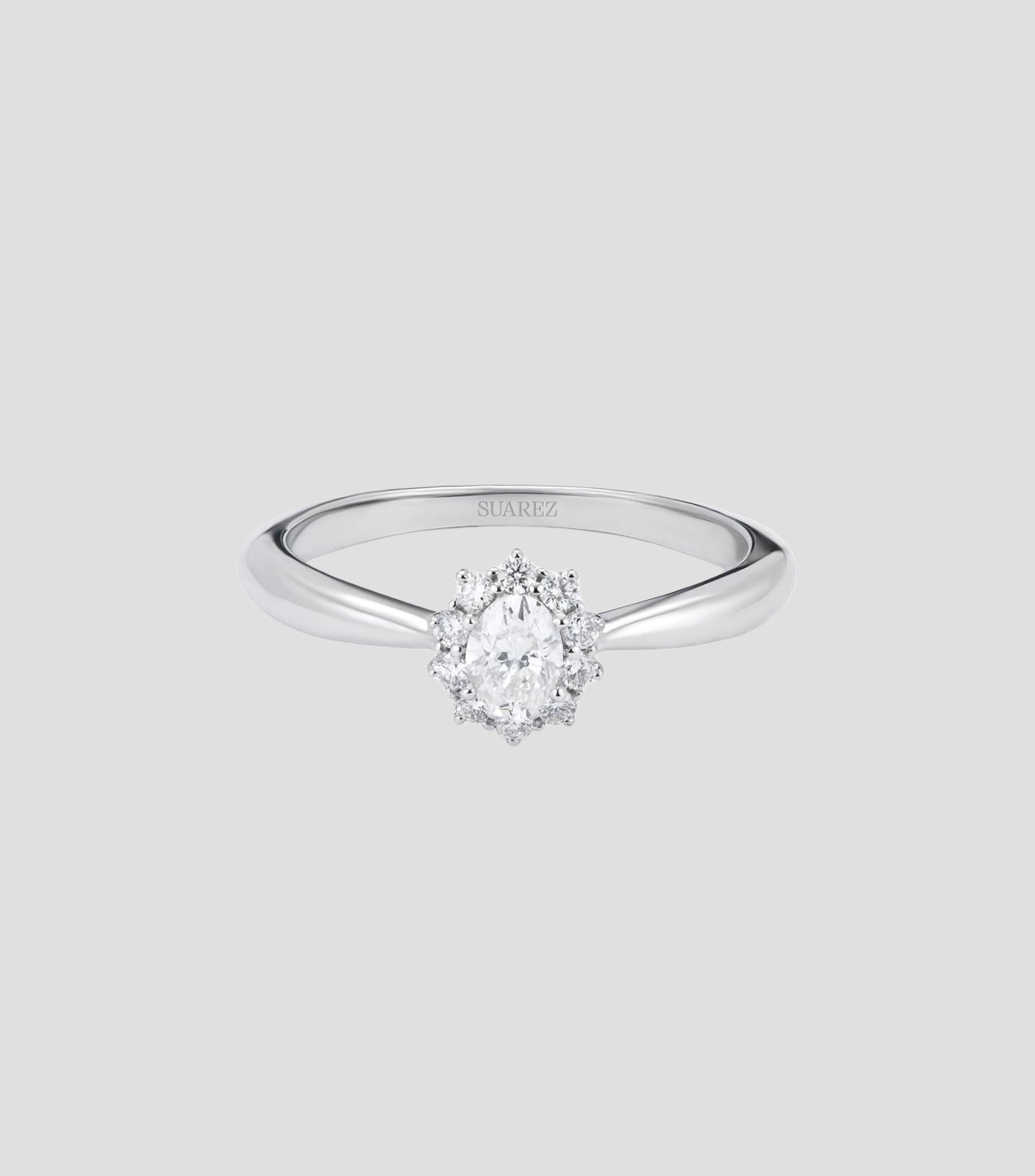Anillo solitario en oro blanco de 18 kilates con diamantes Mujer