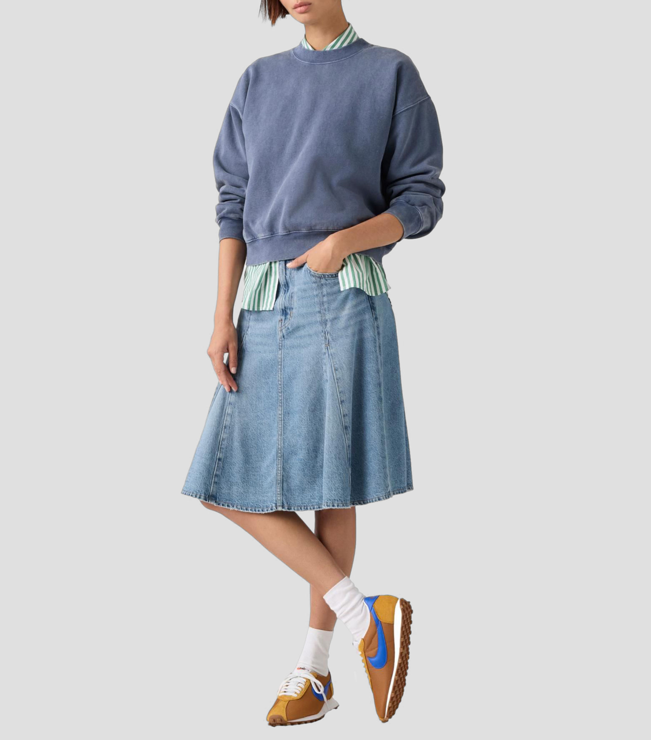 Falda Midi en mezclilla Lisa Mujer