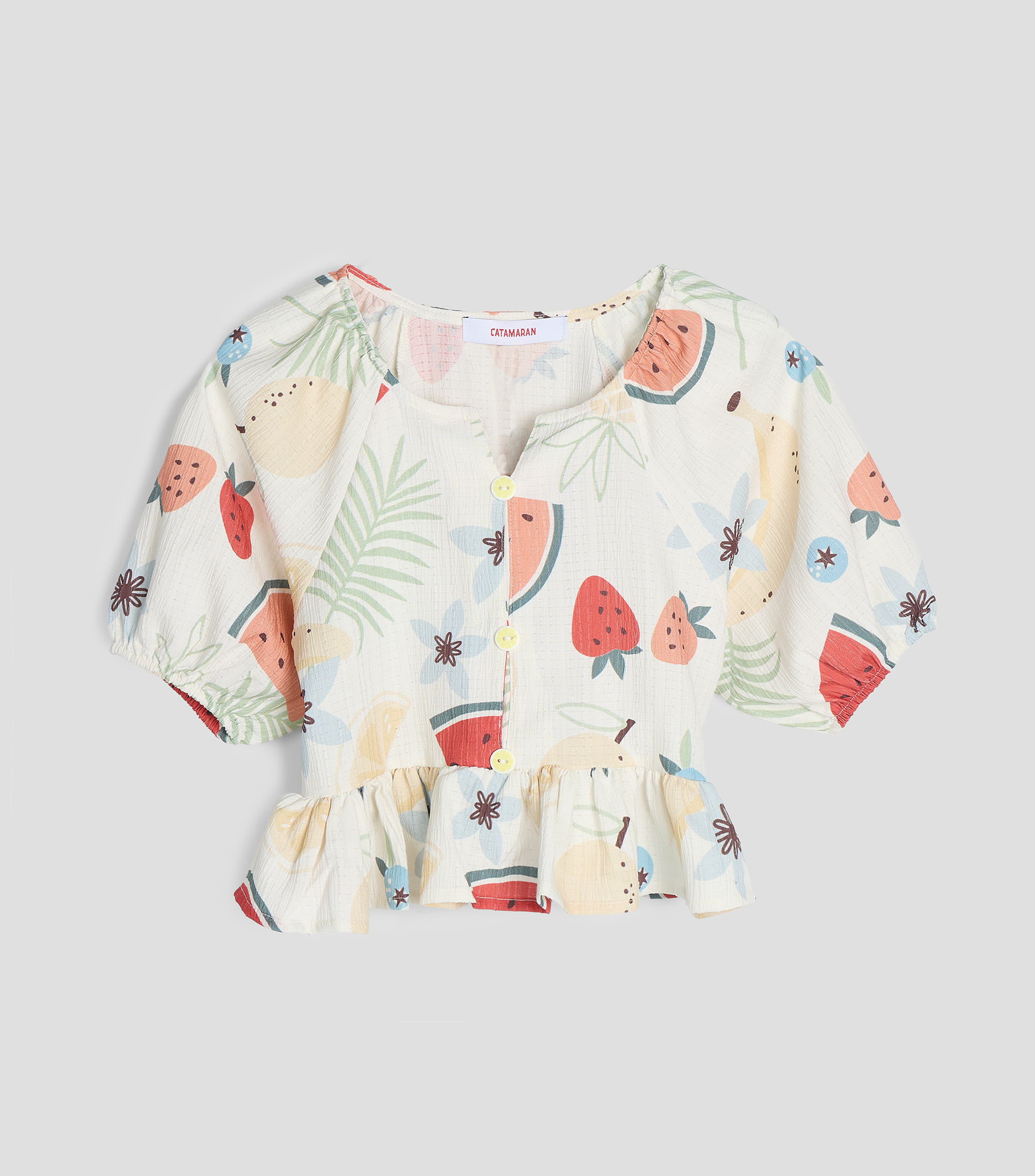 Blusa estampada con manga corta Niña