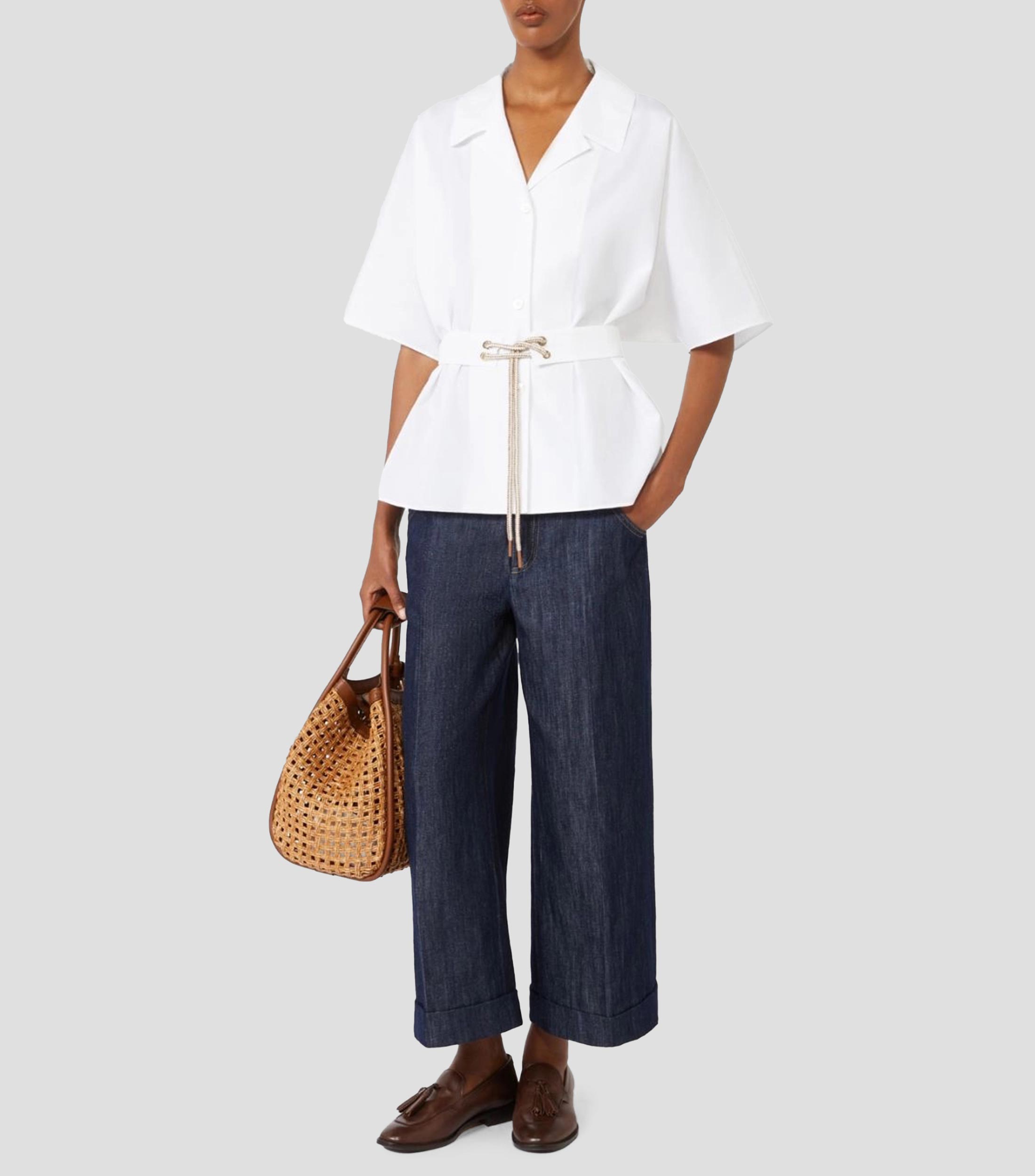 Camisa lisa con manga corta Mujer