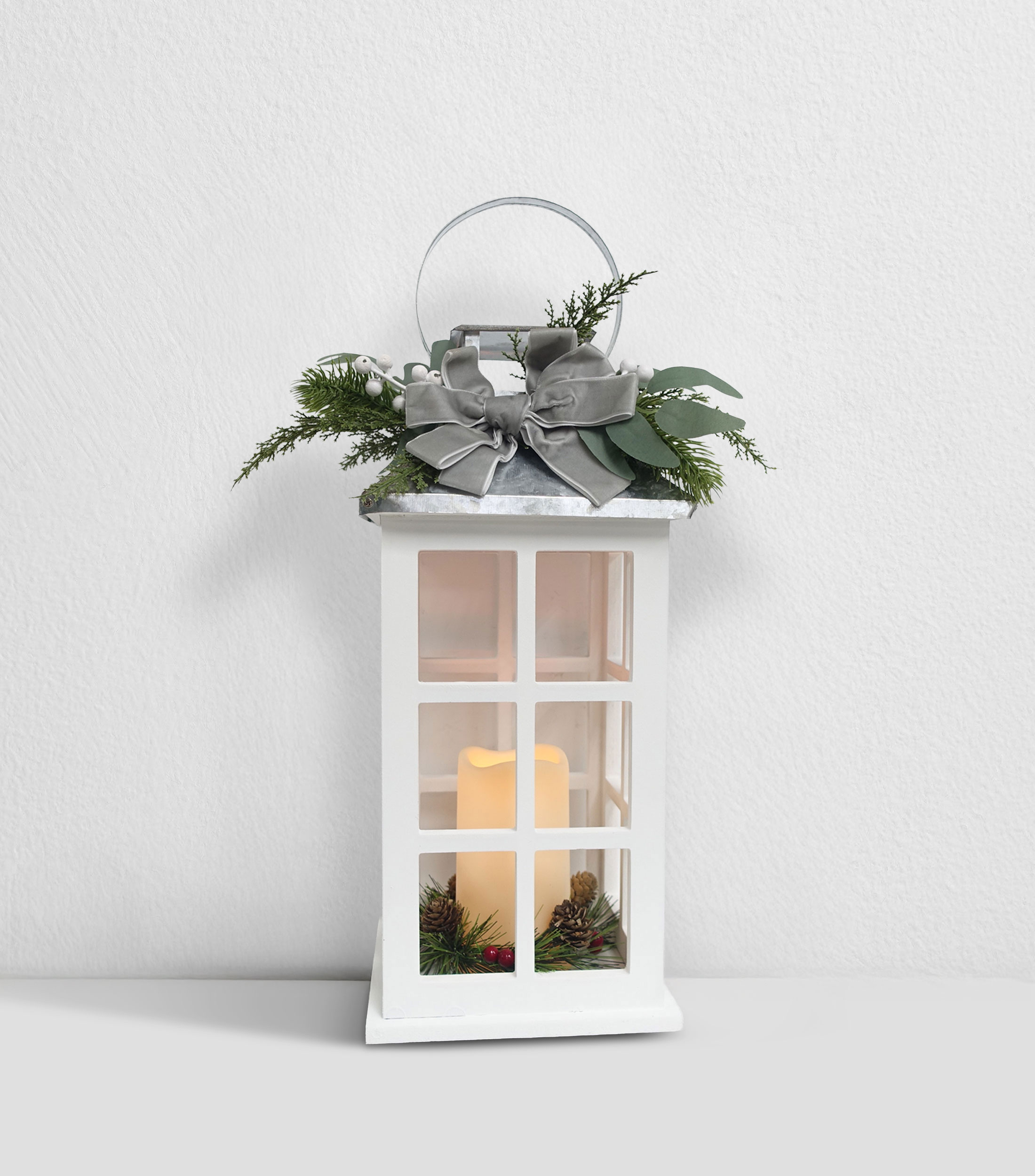 Linterna decorativa Navideña Frosty Crystal con luz