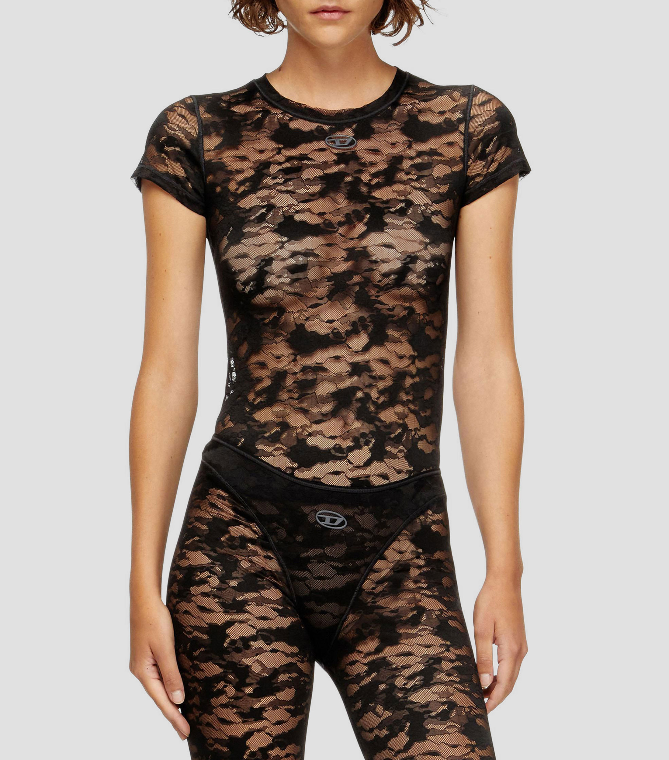 Top cuello redondo manga corta Mujer