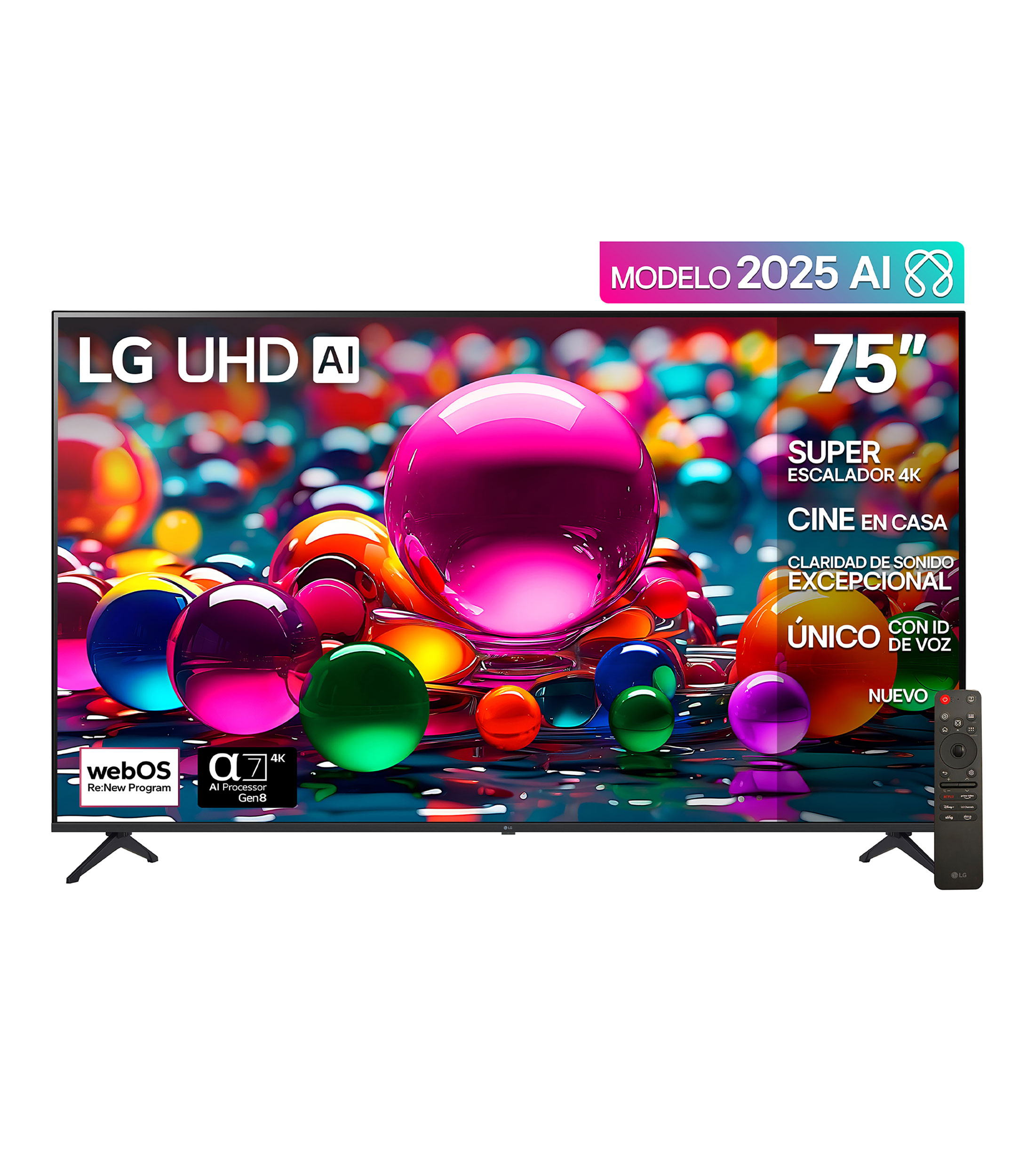 Pantalla 75 pulgadas LG UHD AI UA8050 4K SMART TV 2025