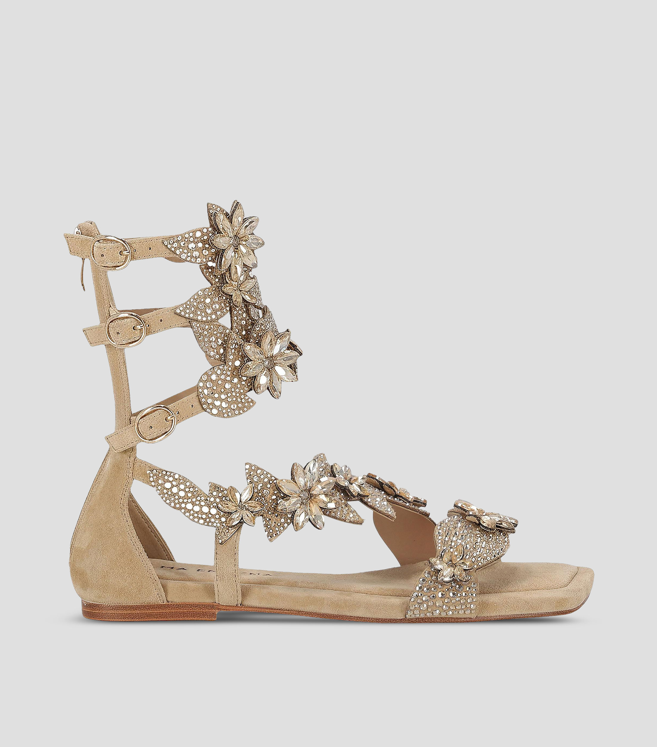 Sandalias con tacón ancho de 2 cm en piel Mujer