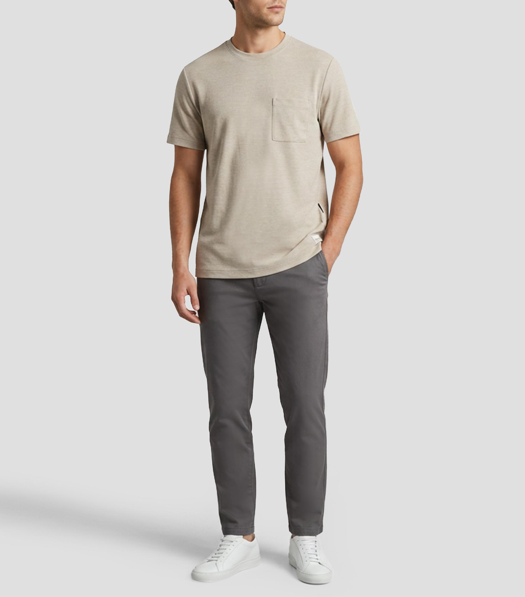 Playera deportiva cuello redondo manga corta jaspeada Hombre