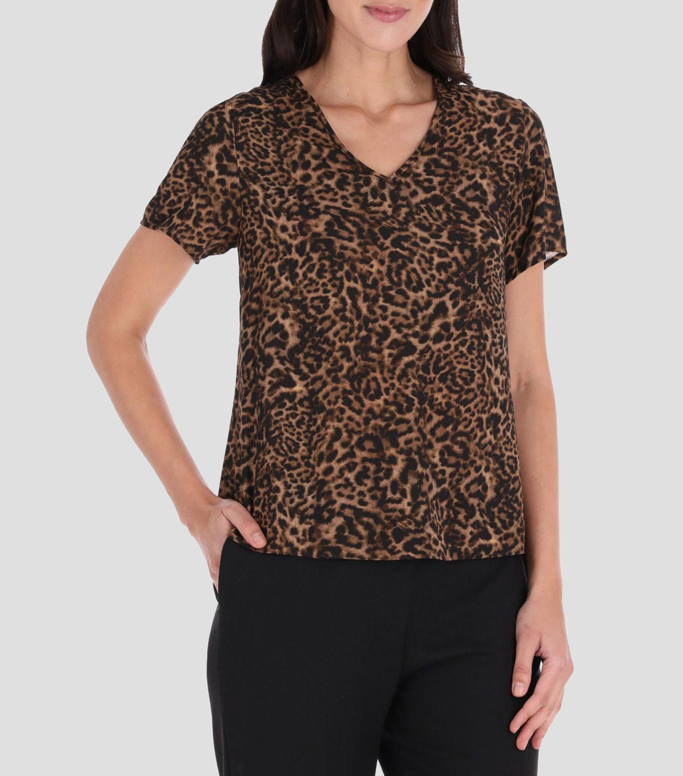 Blusa animalprint manga corta Mujer