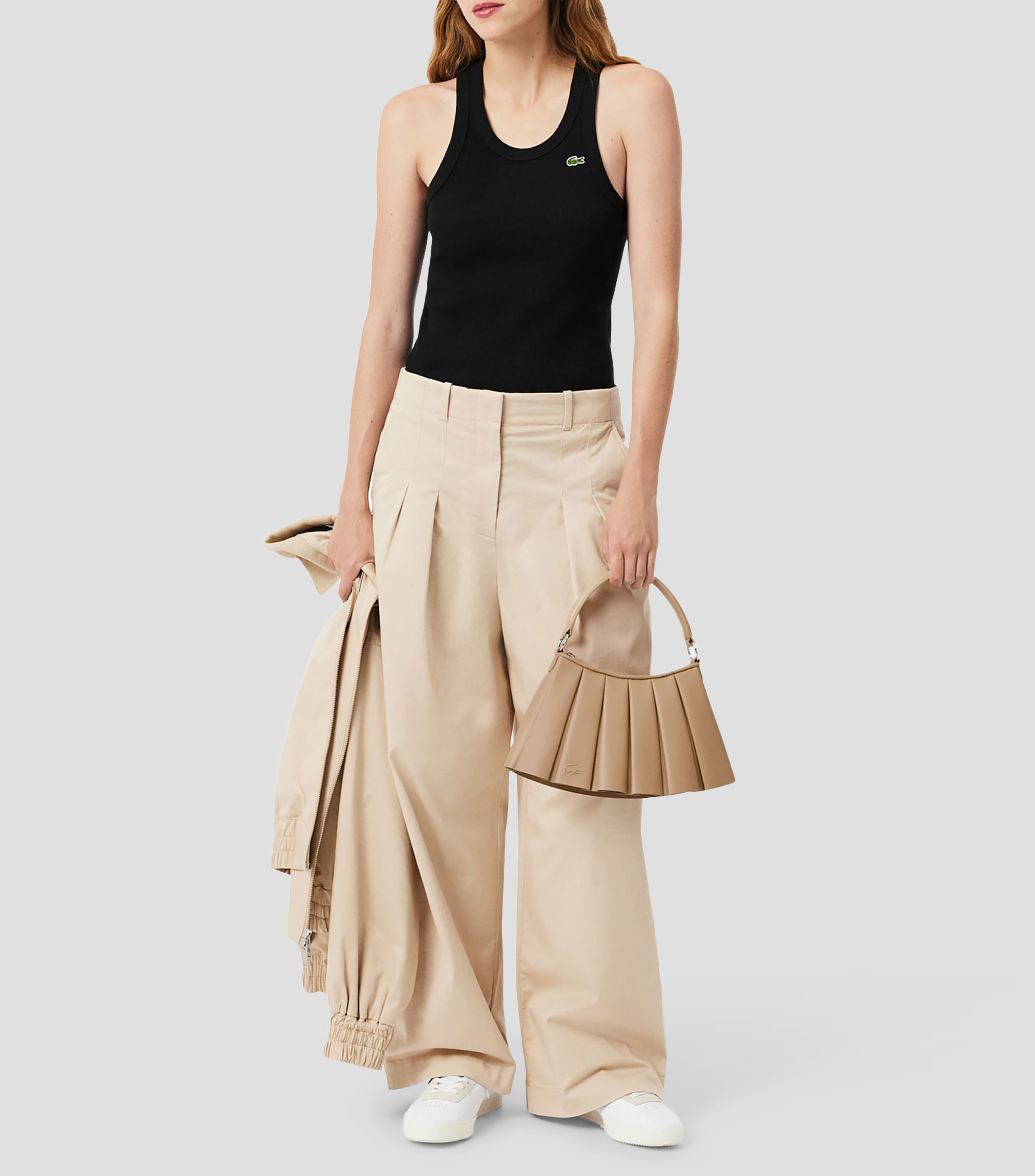 Bolsa shoulder lisa con detalle plisado Mujer
