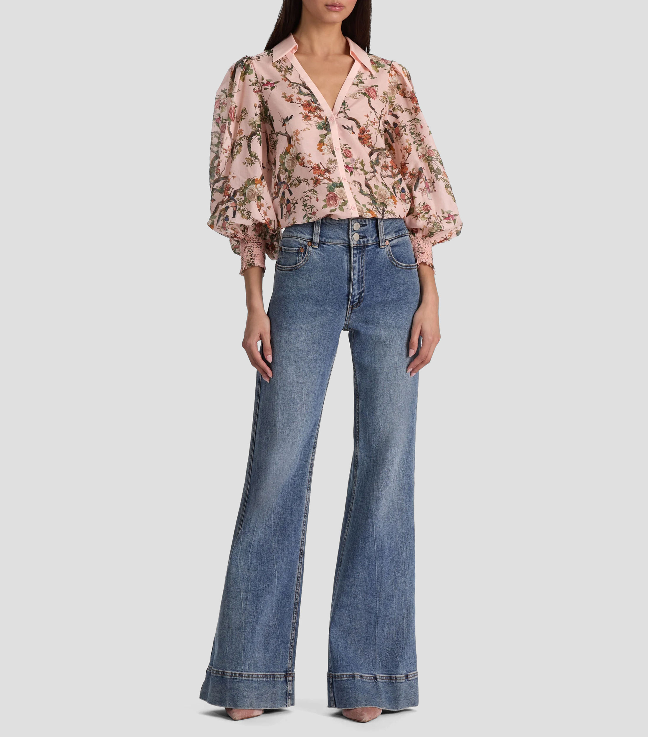 Blusa estampada con manga larga Mujer